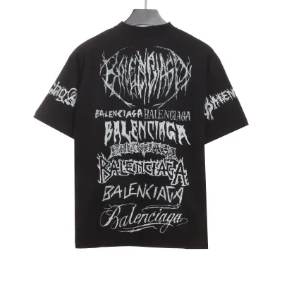 Balenciaga Dragon Year Limited Edition Graffiti Letters T-shirt Black 02