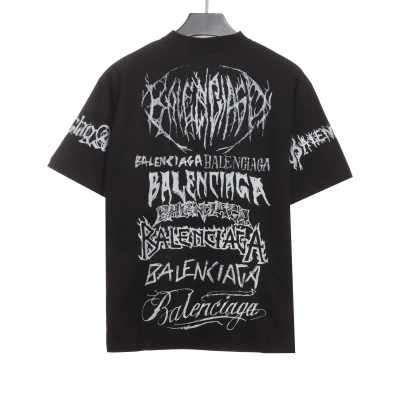 Balenciaga Dragon Year Limited Edition Graffiti Letters T-shirt Black 02
