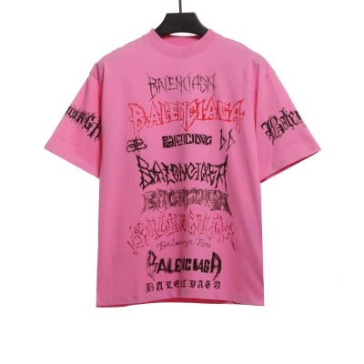 Balenciaga Dragon Year Limited Edition Graffiti Letters T-shirt Pink 01