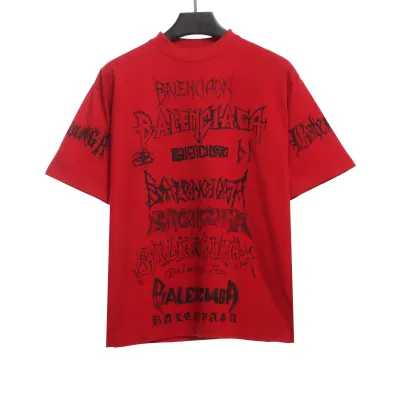 Balenciaga Dragon Year Limited Edition Graffiti Letters T-shirt Red 01
