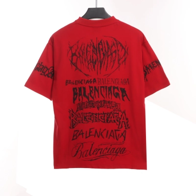 Balenciaga Dragon Year Limited Edition Graffiti Letters T-shirt Red 02