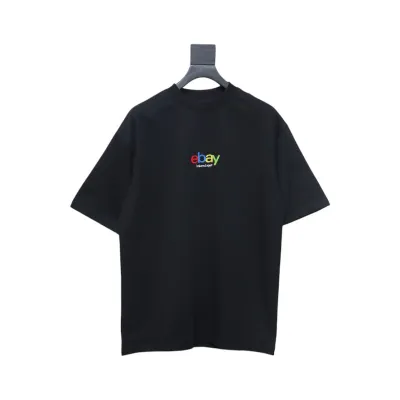 Balenciaga ebay brushed embroidered short sleeves black 01