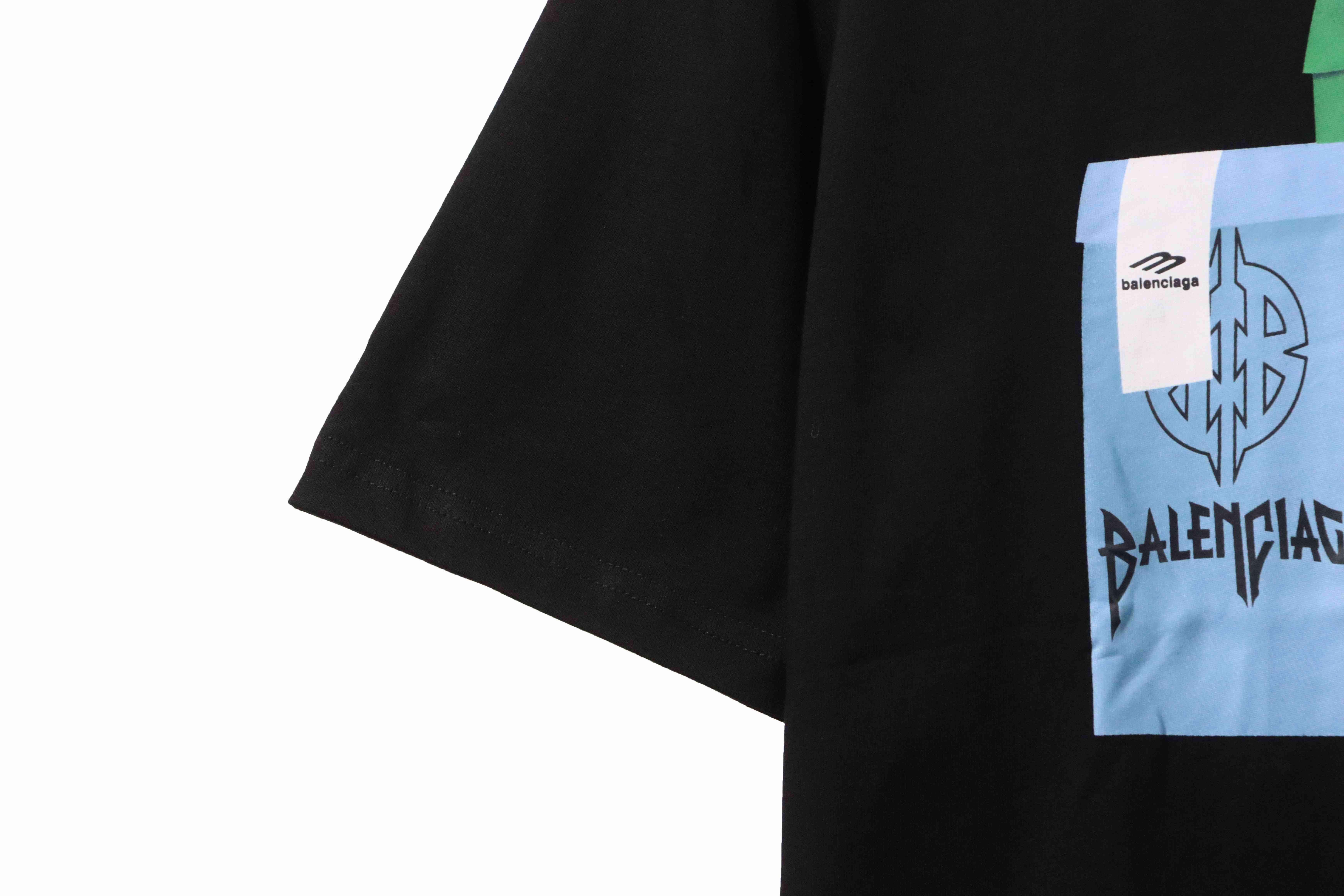 Balenciaga Eco-friendly Paper Bag Printed Short Sleeve Black