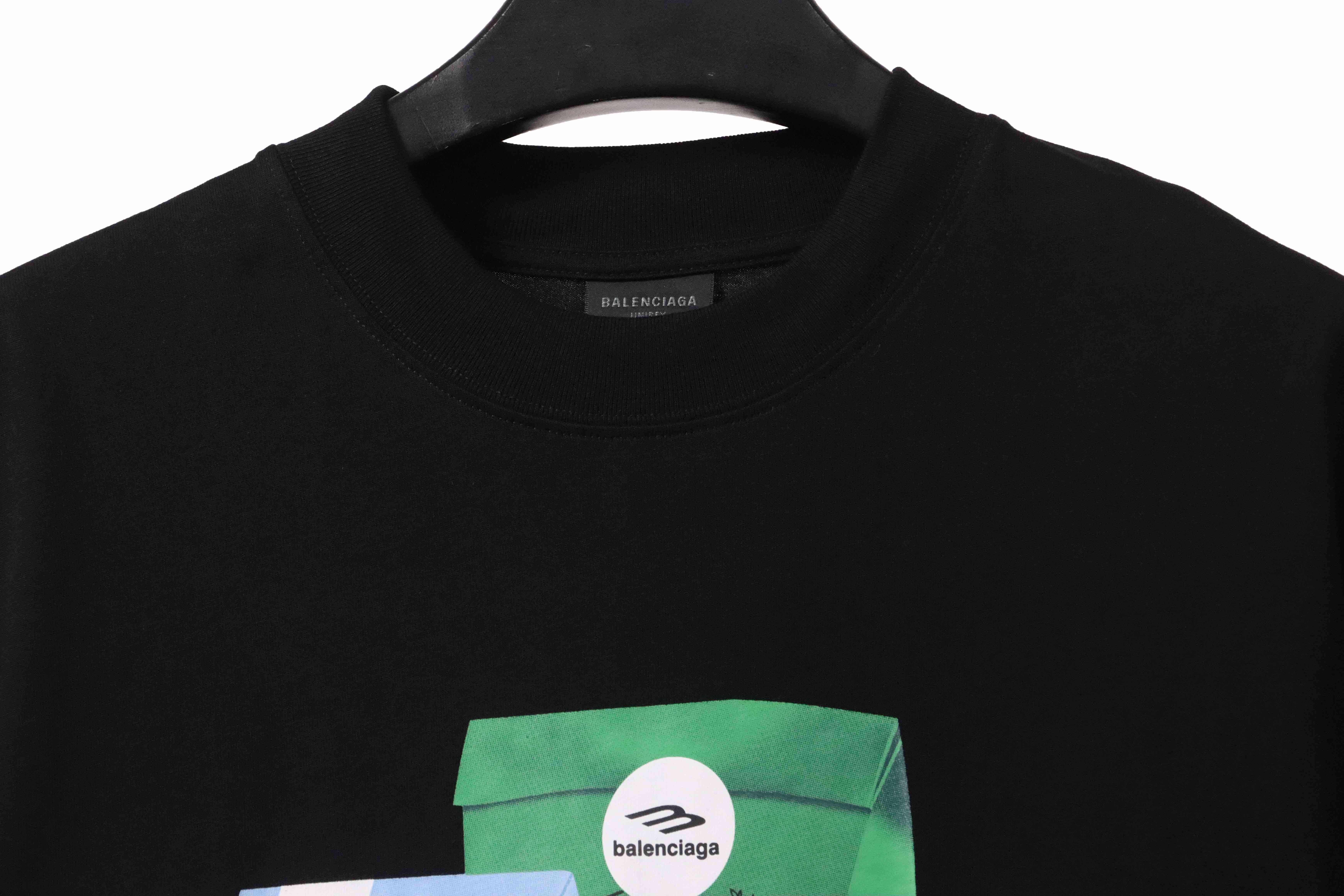 Balenciaga Eco-friendly Paper Bag Printed Short Sleeve Black