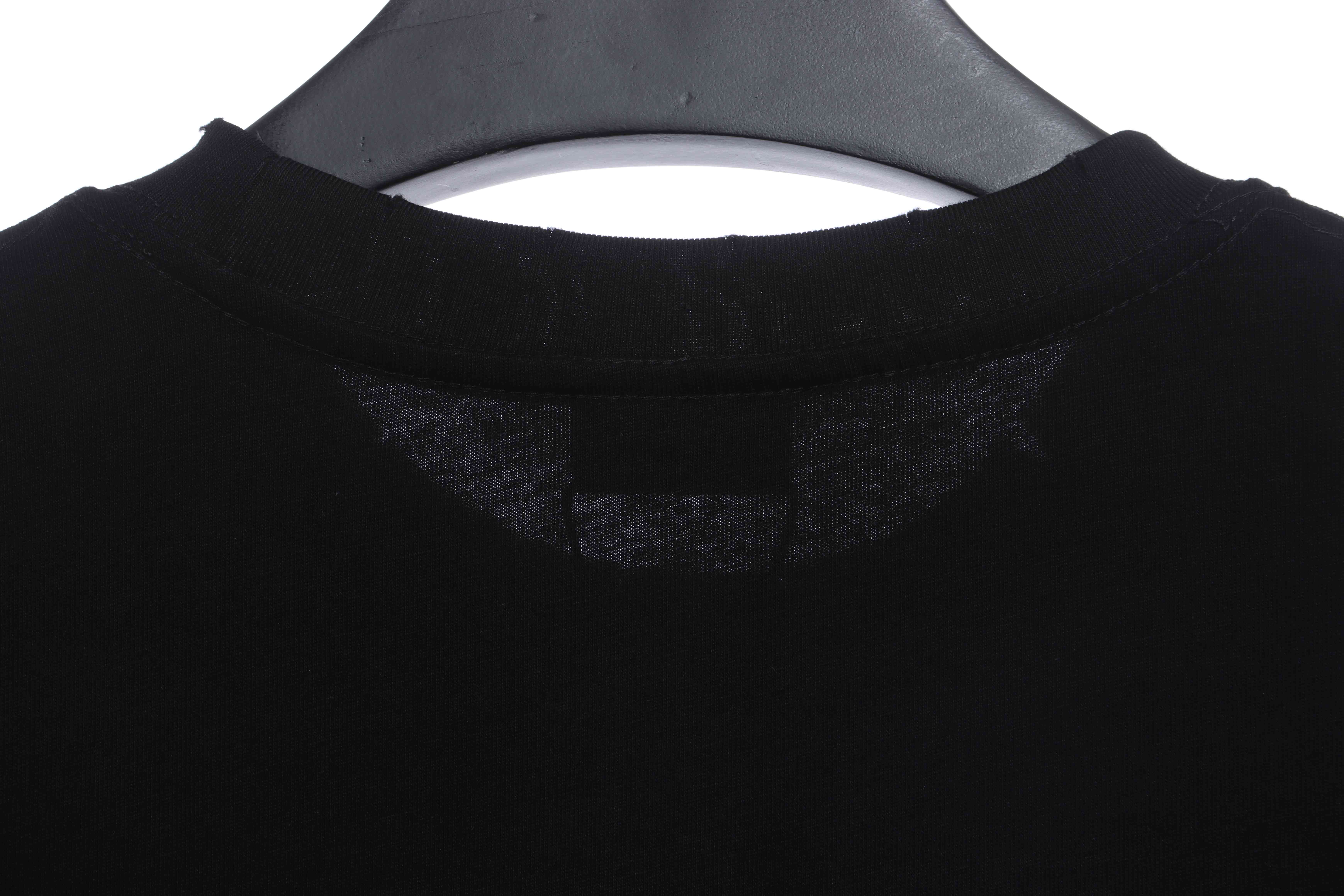 Balenciaga embroidered letters distressed short sleeves black