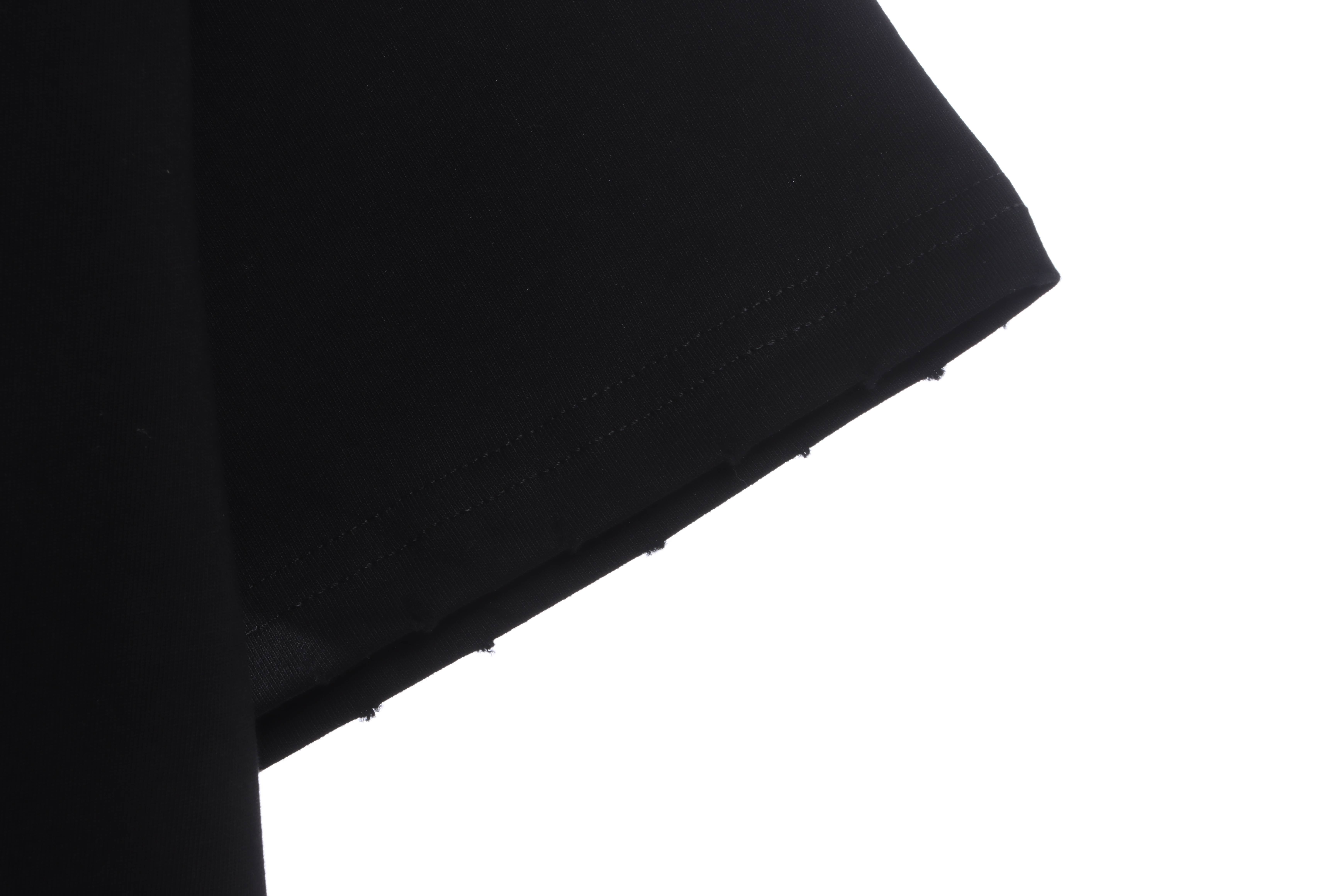 Balenciaga embroidered letters distressed short sleeves black