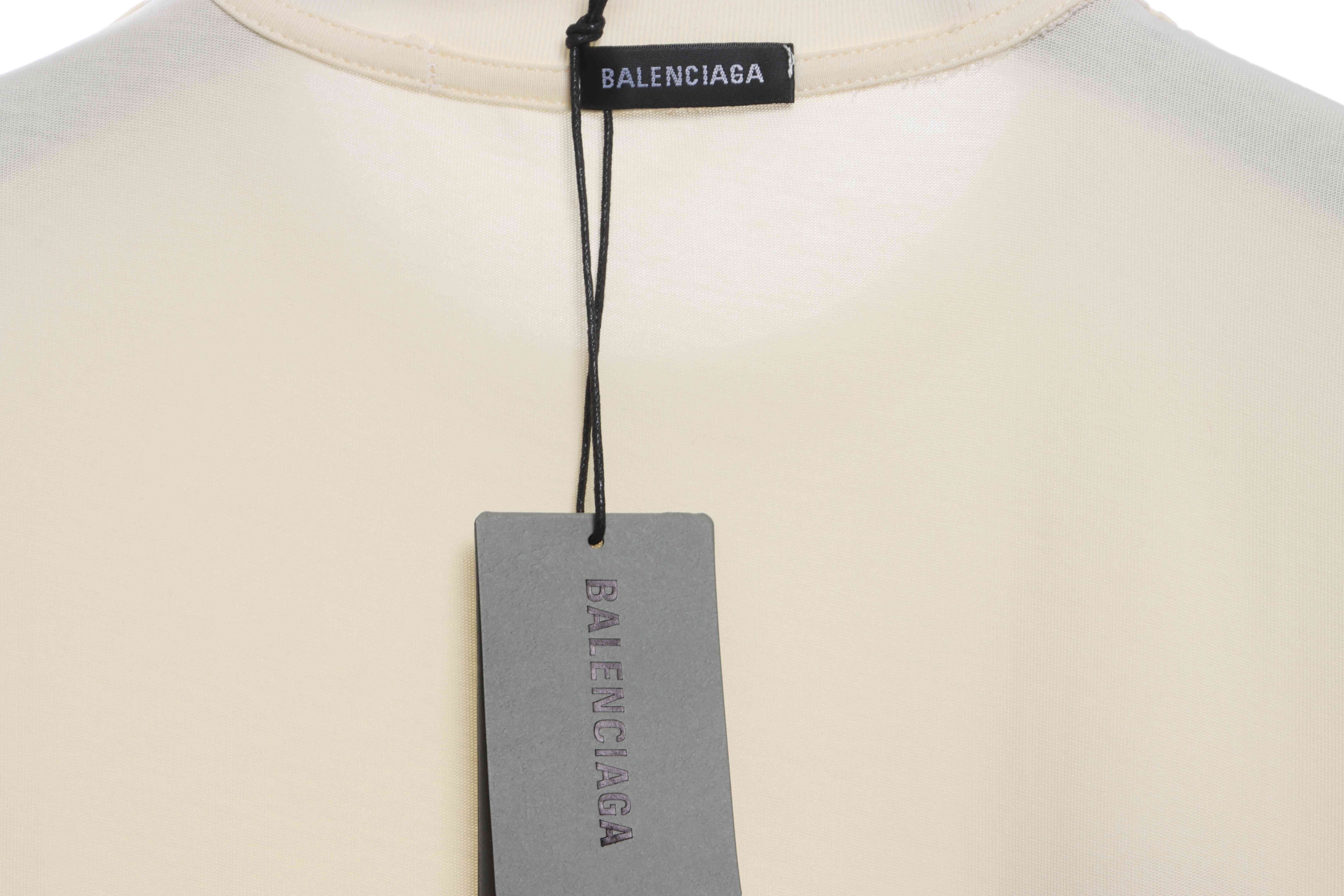Balenciaga embroidered scissors and wheat ears LOGO short sleeve