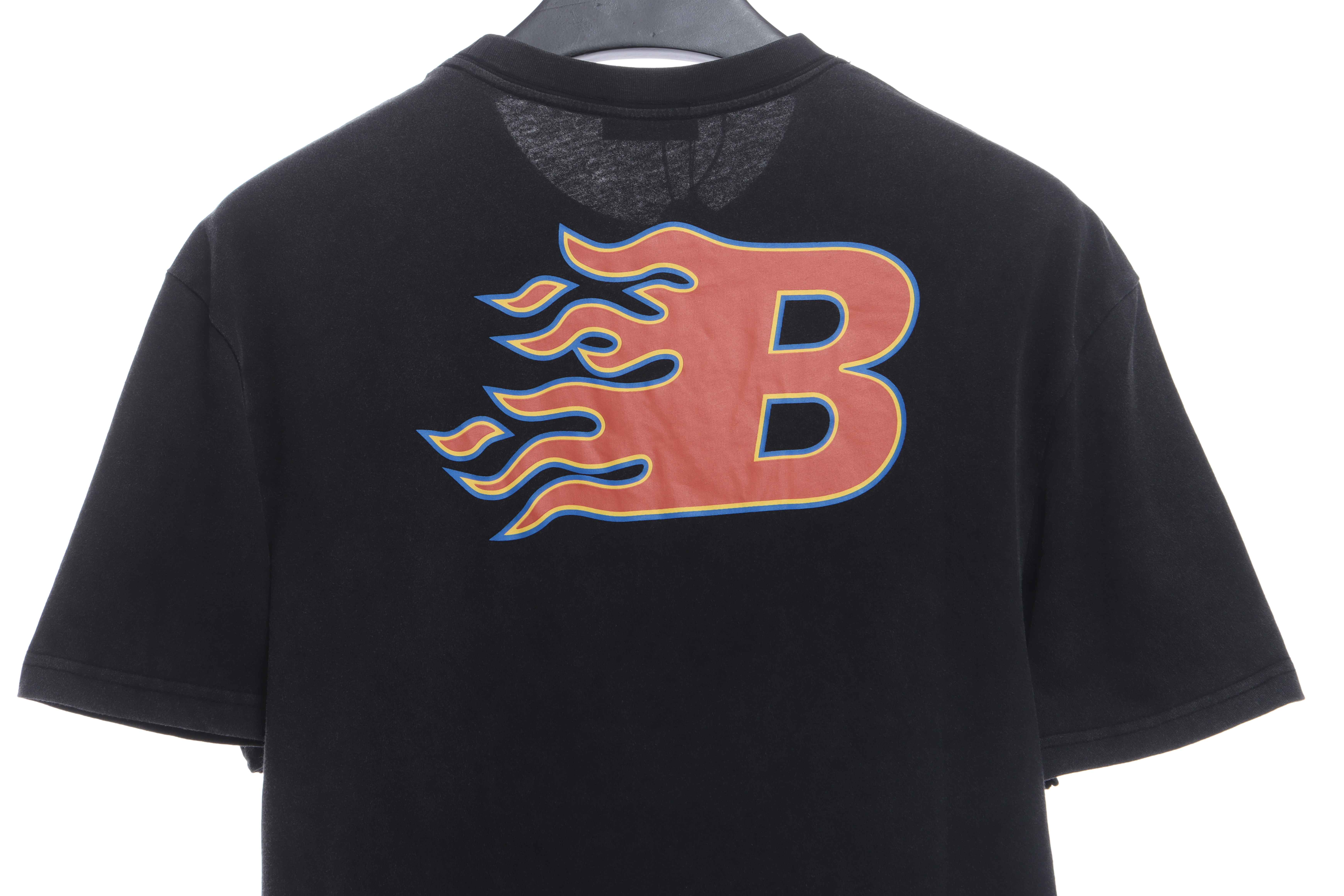 Balenciaga flame letter short sleeve black