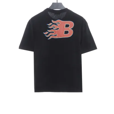 Balenciaga flame letter short sleeve black 02