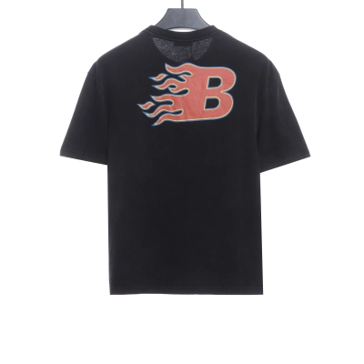 Balenciaga flame letter short sleeve black 02
