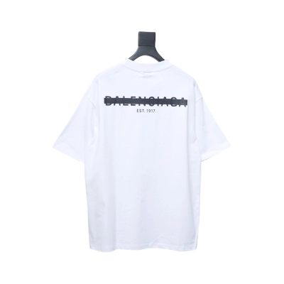 Balenciaga front and back seal letter short-sleeved T-shirt white 02