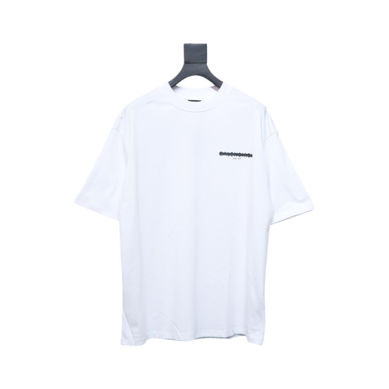 Balenciaga front and back seal letter short-sleeved T-shirt white