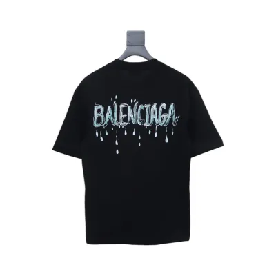 Balenciaga Hand-painted Letters Printed Short Sleeve Black 02