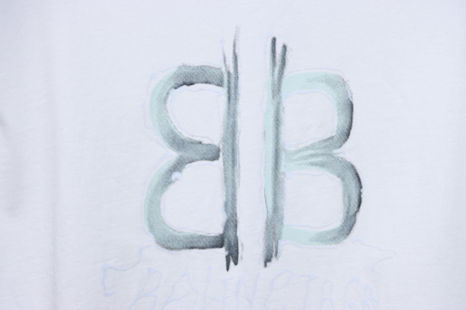 Balenciaga Hand-painted Letters Printed Short Sleeve White