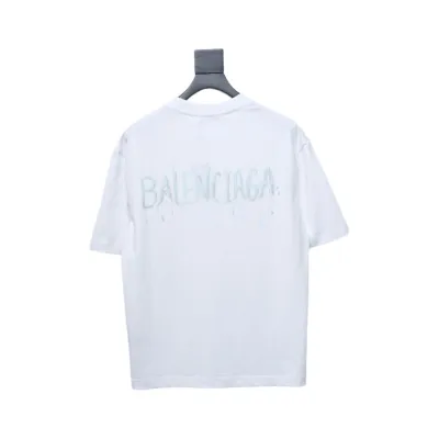 Balenciaga Hand-painted Letters Printed Short Sleeve White 02