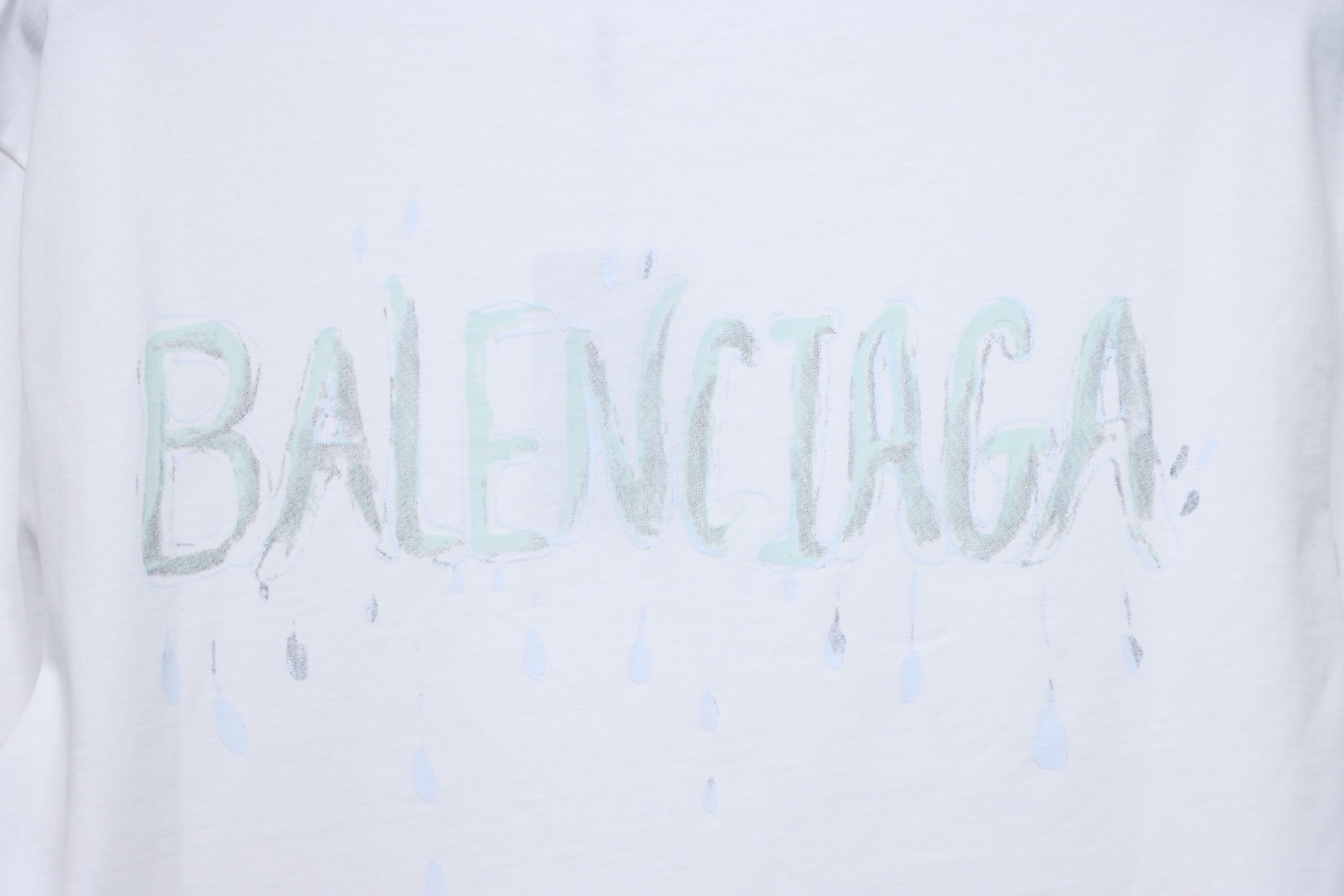 Balenciaga Hand-painted Letters Printed Short Sleeve White