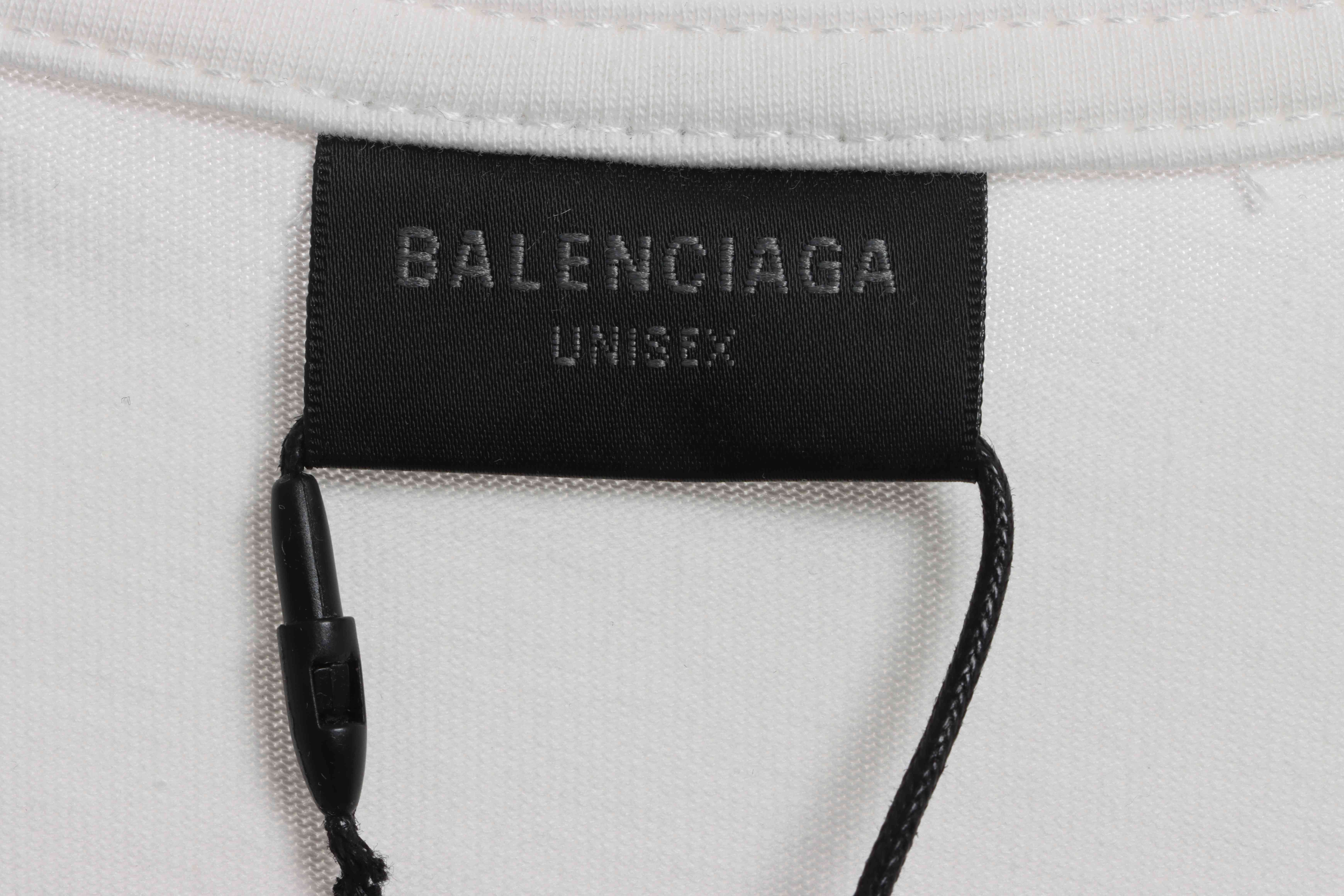 Balenciaga hem signature patch short sleeve white