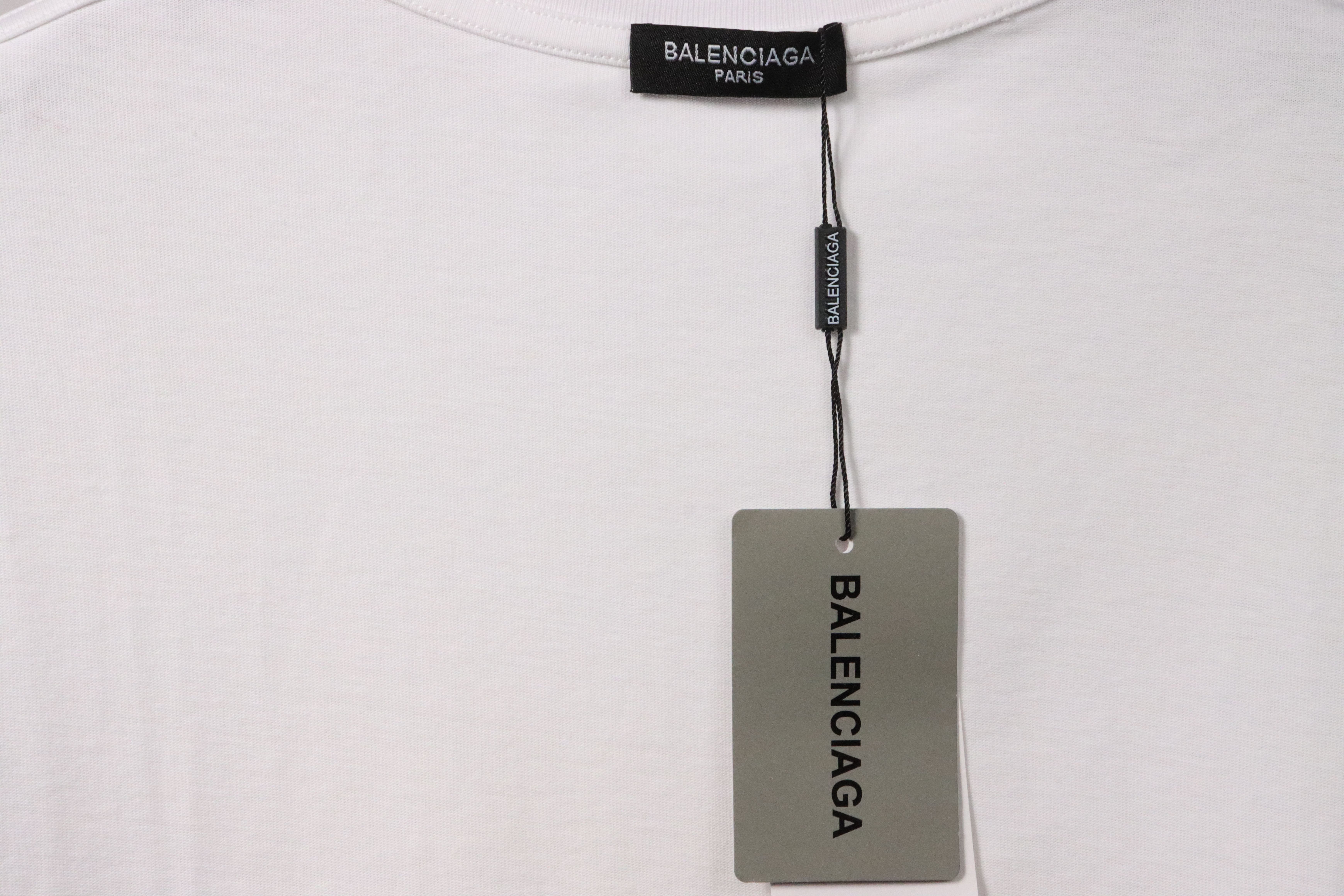 Balenciaga Limited Edition Tape Embossed Short Sleeve White