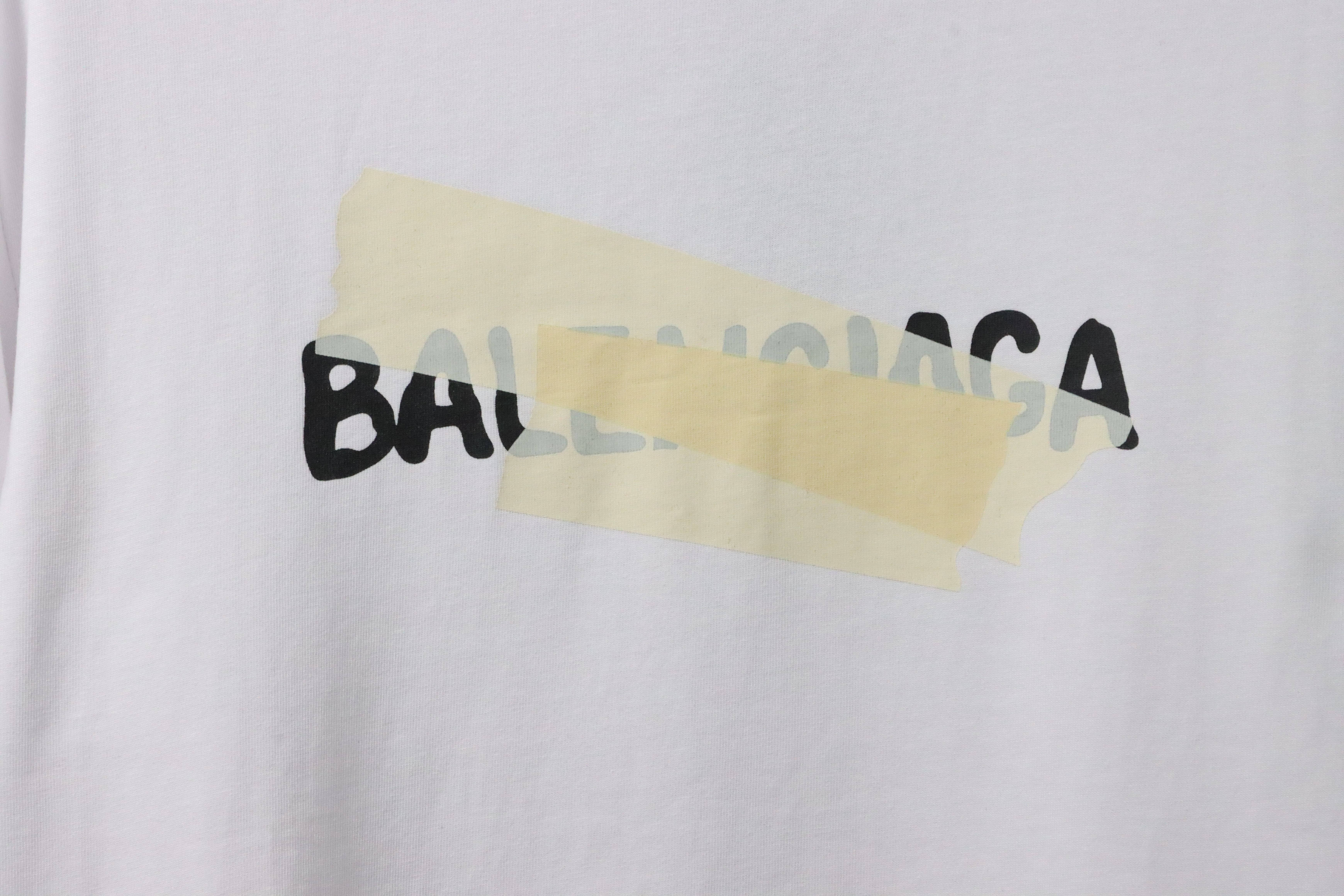 Balenciaga Limited Edition Tape Embossed Short Sleeve White
