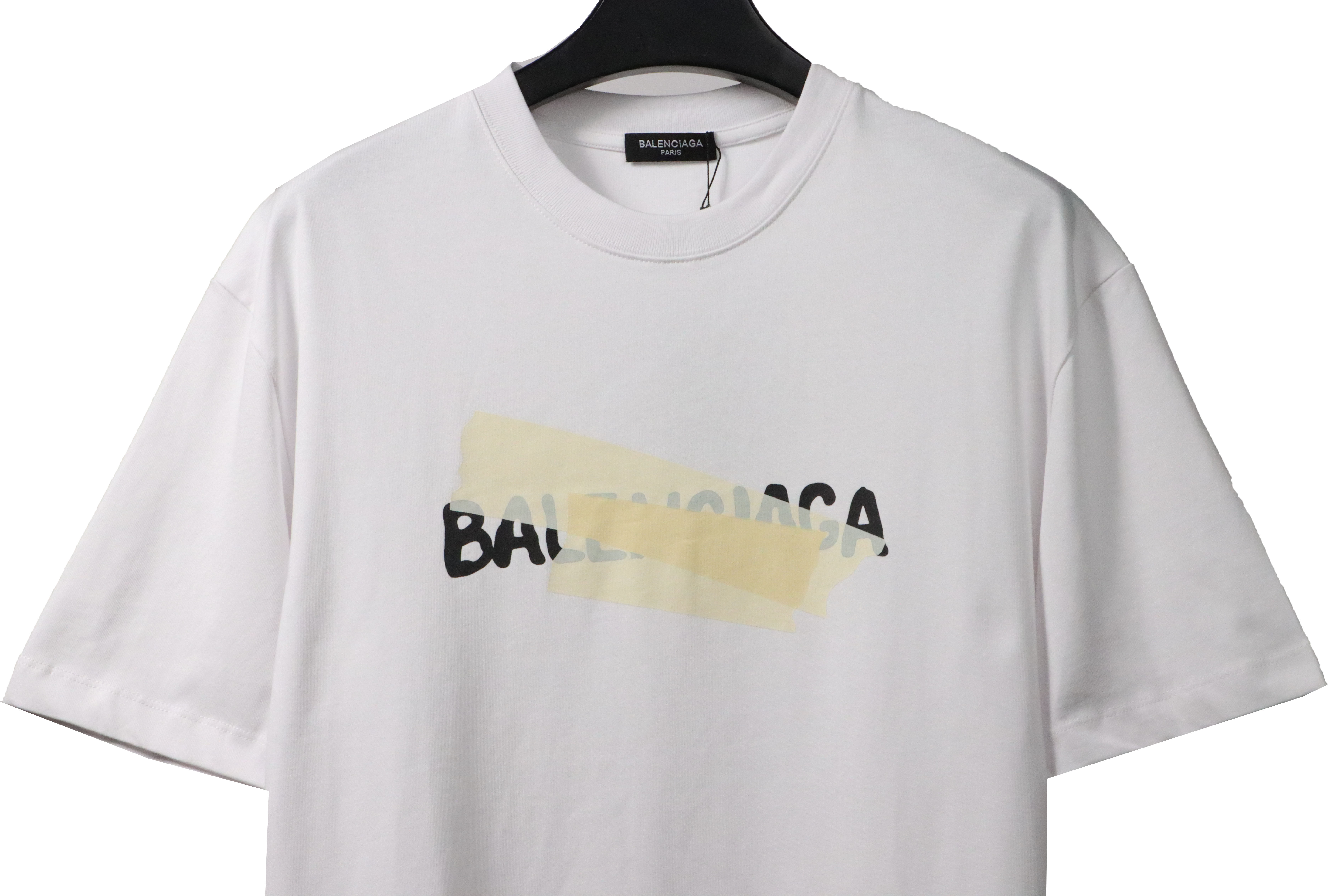 Balenciaga Limited Edition Tape Embossed Short Sleeve White