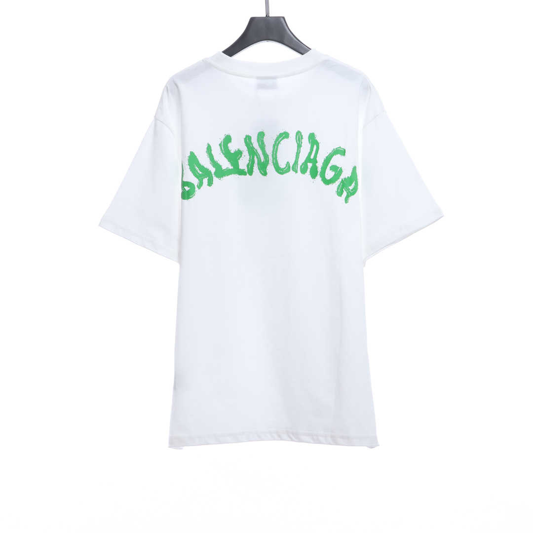 Balenciaga M Logo Embroidered Short Sleeve White