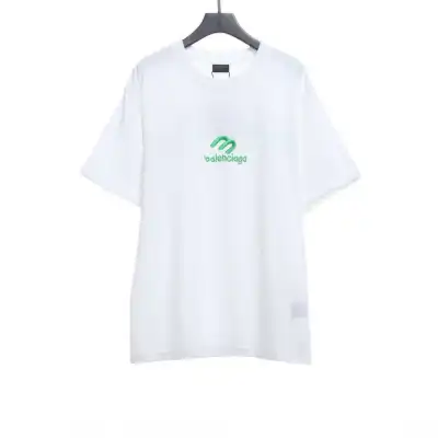 Balenciaga M Logo Embroidered Short Sleeve White 01