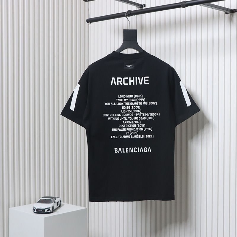 Balenciaga Music Capsule Collection Cracked Arrow Print Short Sleeve Black