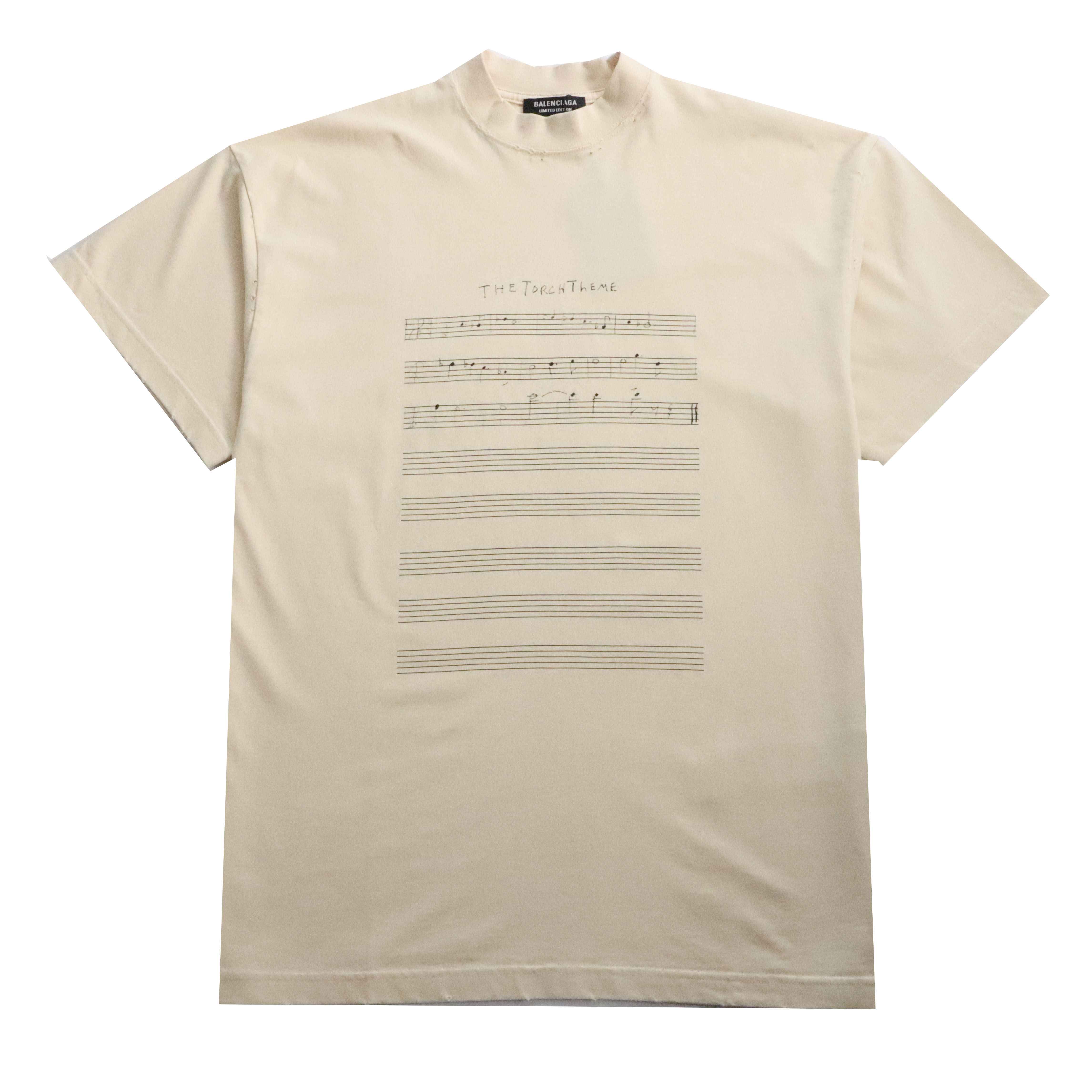Balenciaga Musical Note Print Short Sleeve Khaki
