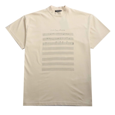 Balenciaga Musical Note Print Short Sleeve Khaki 01