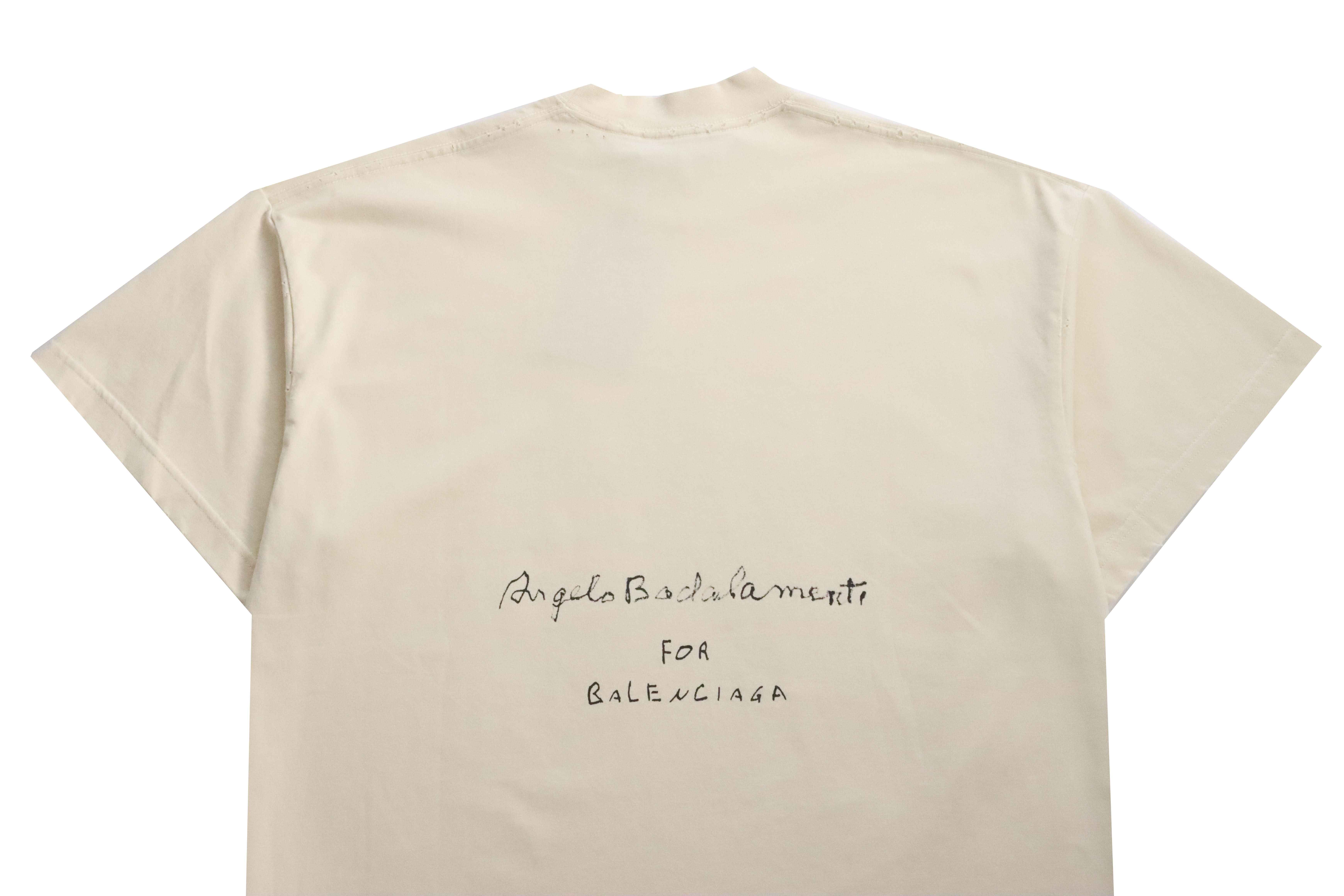 Balenciaga Musical Note Print Short Sleeve Khaki