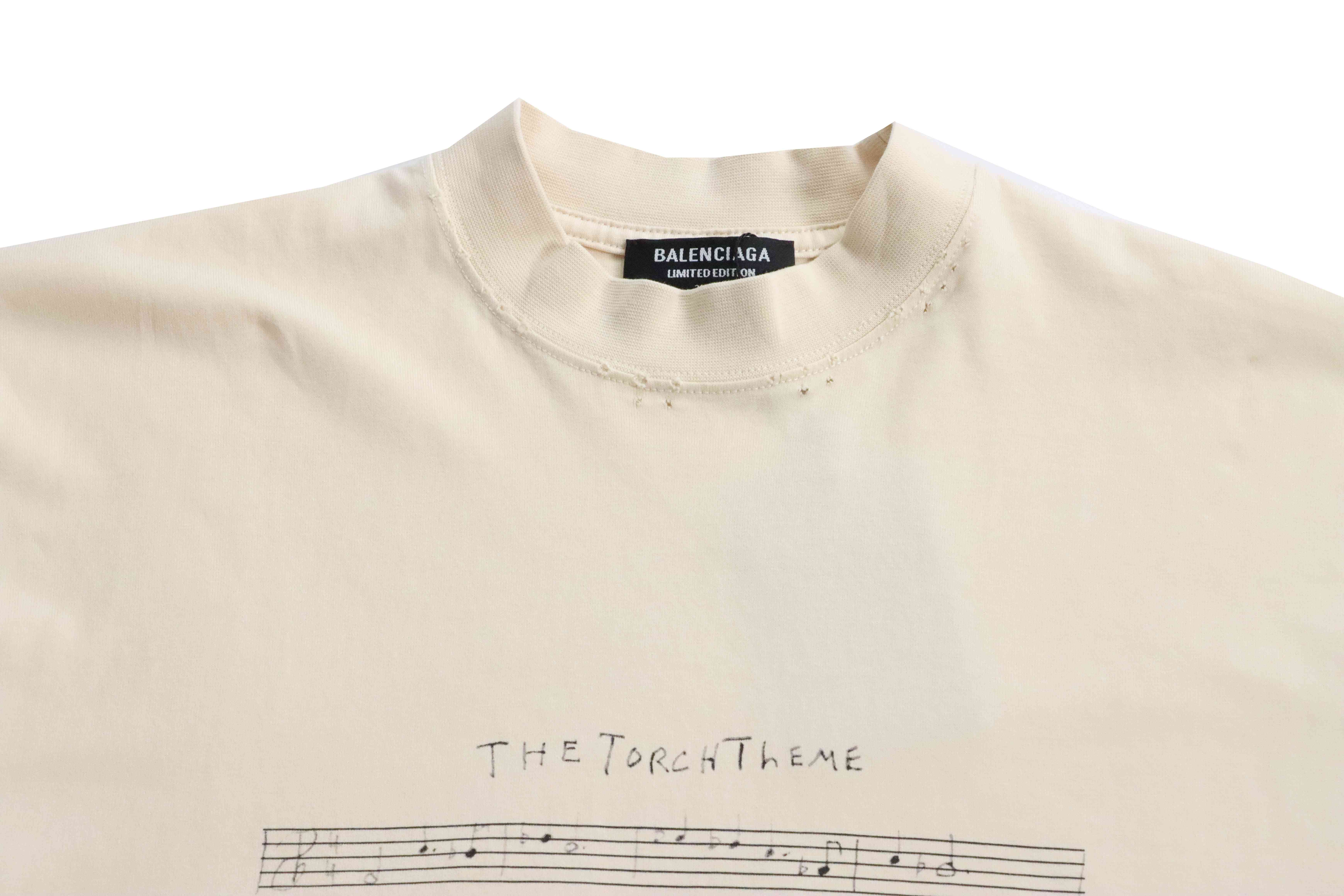 Balenciaga Musical Note Print Short Sleeve Khaki