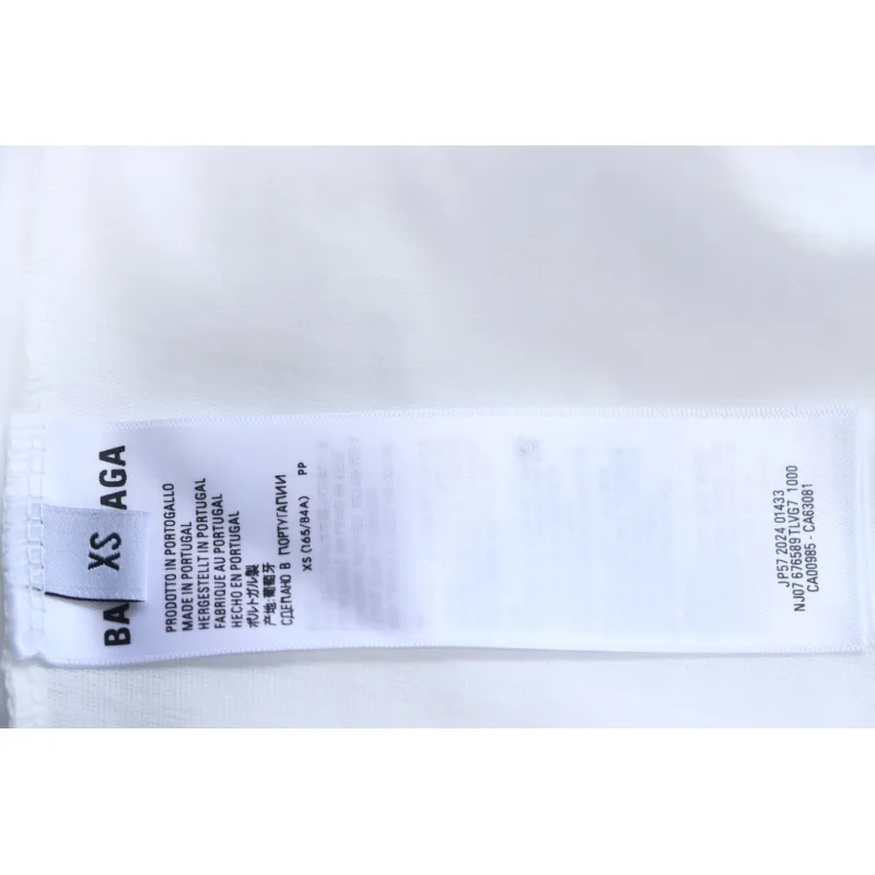 Balenciaga new 3b large m front and back letters embroidered short sleeves white