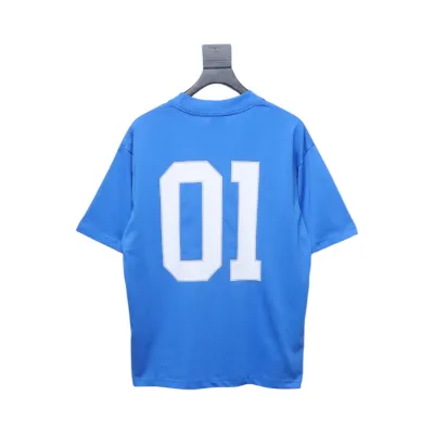 Balenciaga new embroidered basketball short-sleeve size 01 blue 02