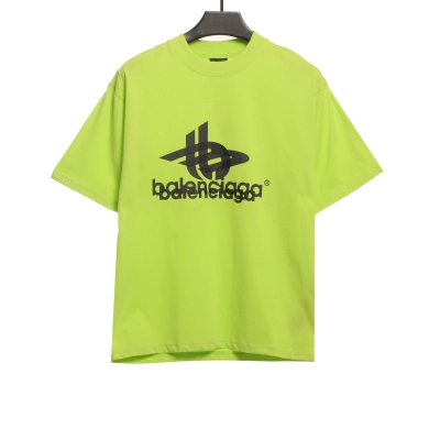 Balenciaga Overlapping LOGO Short Sleeve Green 01