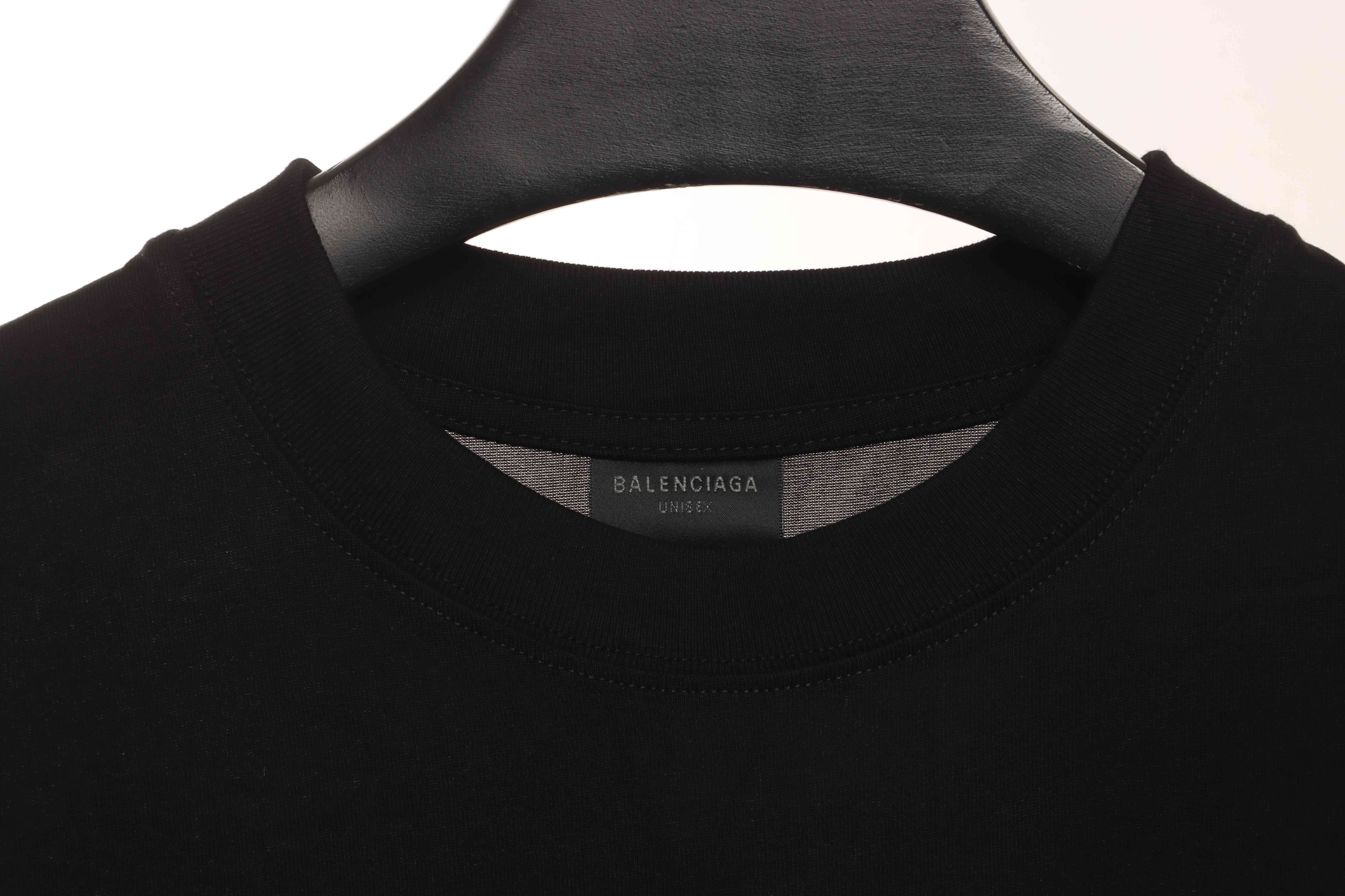 Balenciaga patchwork embroidered jersey short sleeves black