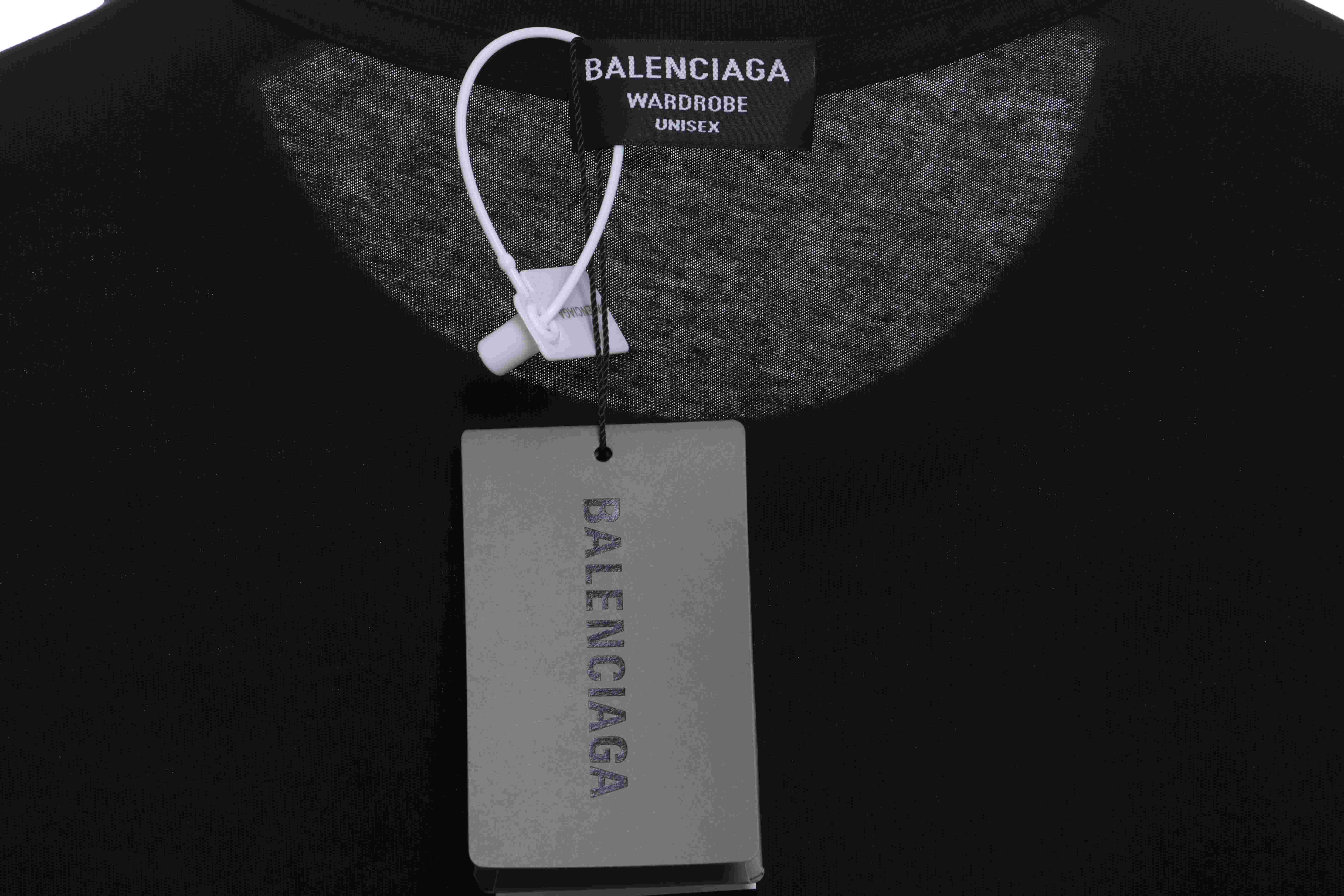 Balenciaga rhinestone button short sleeve black