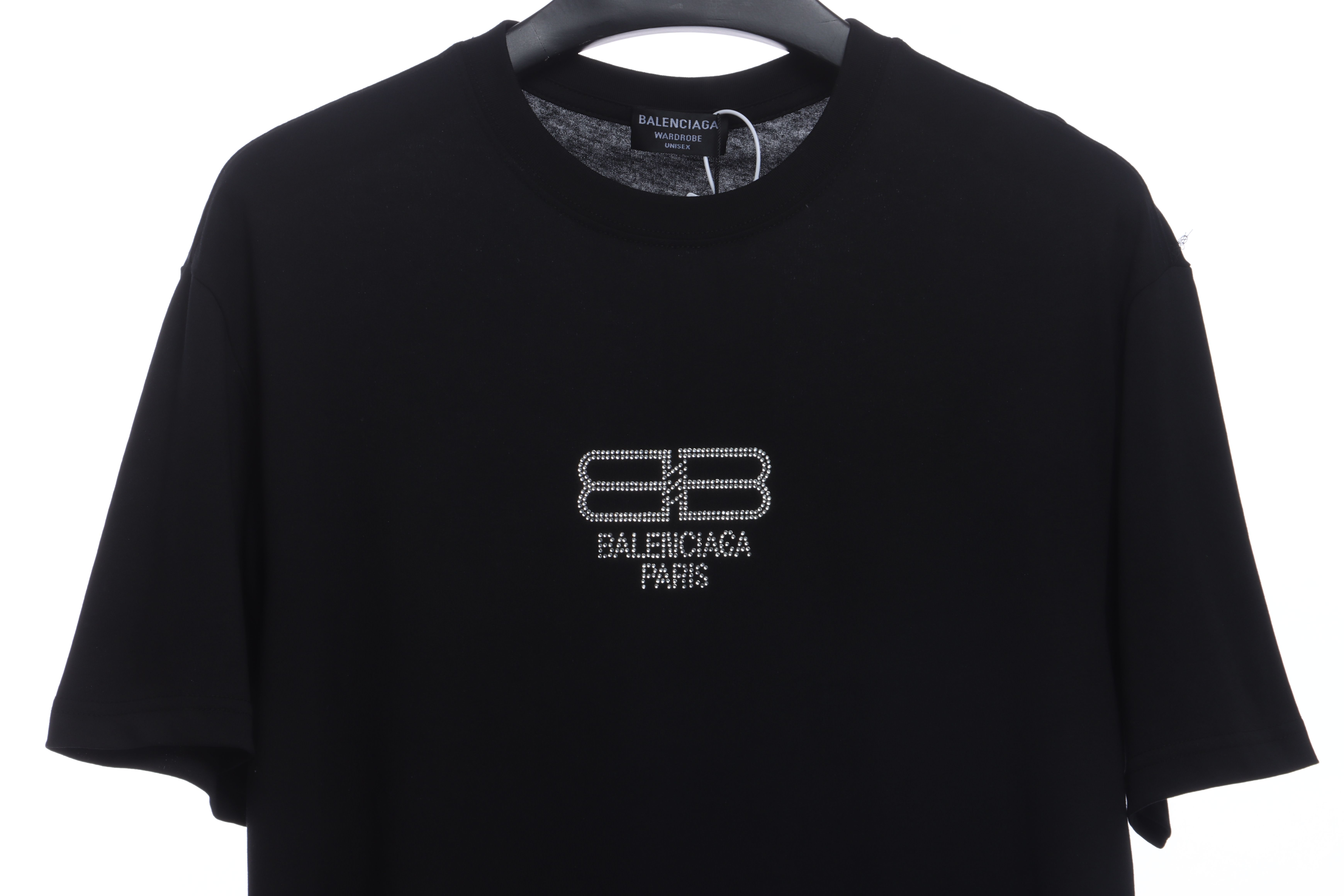 Balenciaga rhinestone button short sleeve black