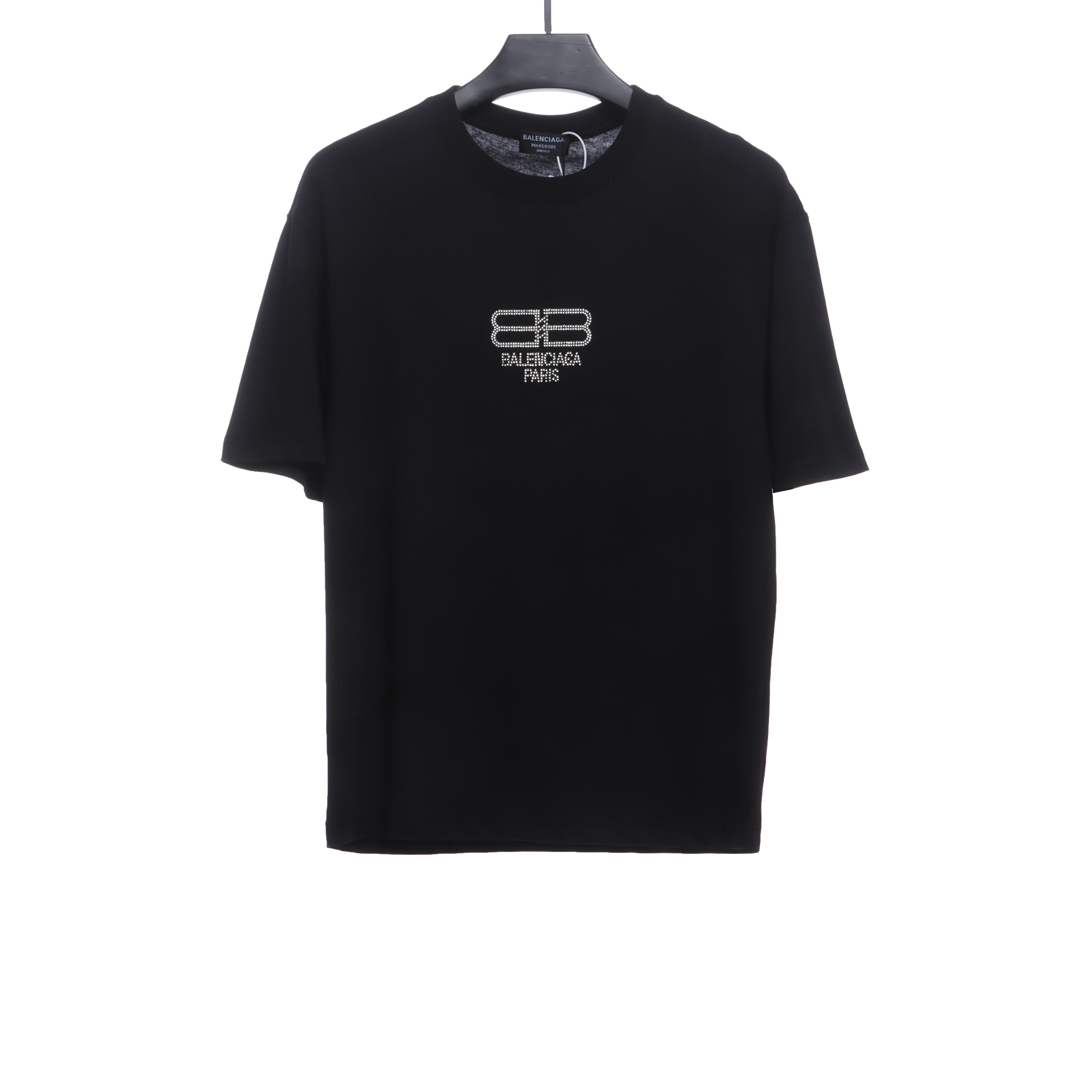 Balenciaga rhinestone button short sleeve black