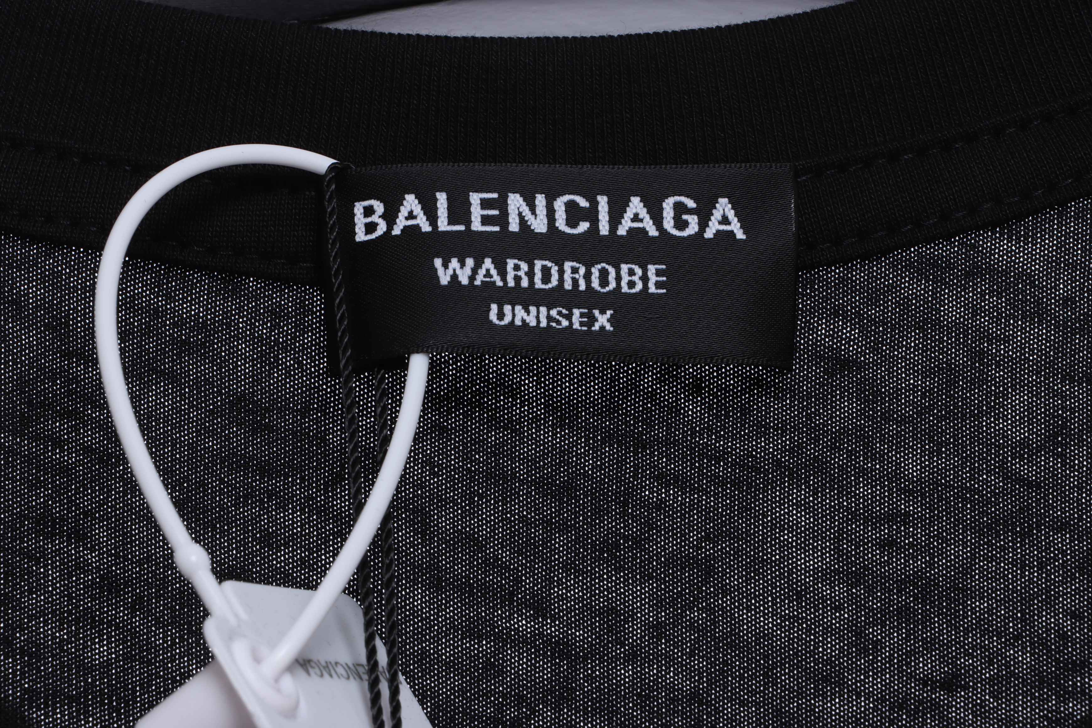 Balenciaga rhinestone button short sleeve black