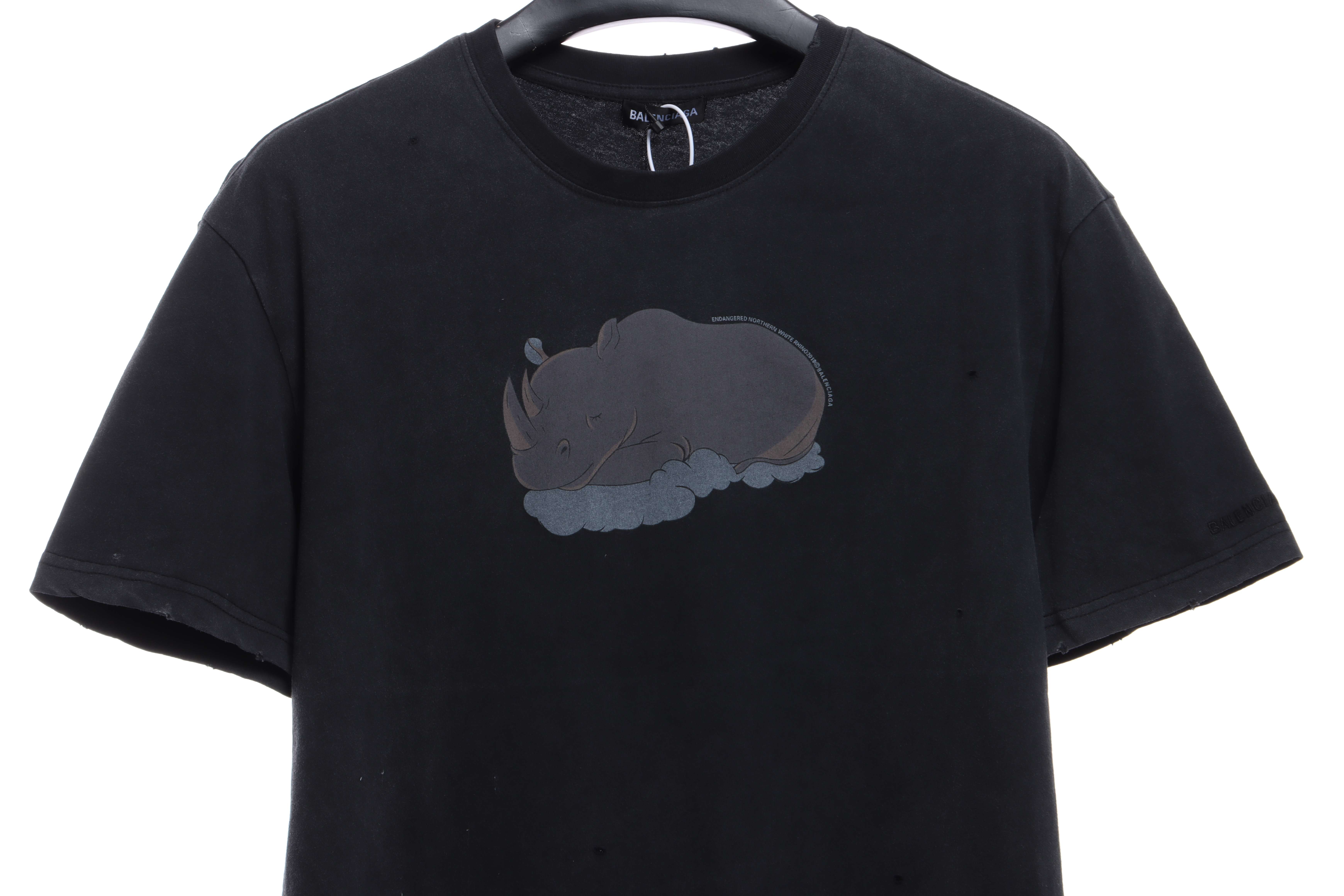 Balenciaga rhino print distressed short-sleeve