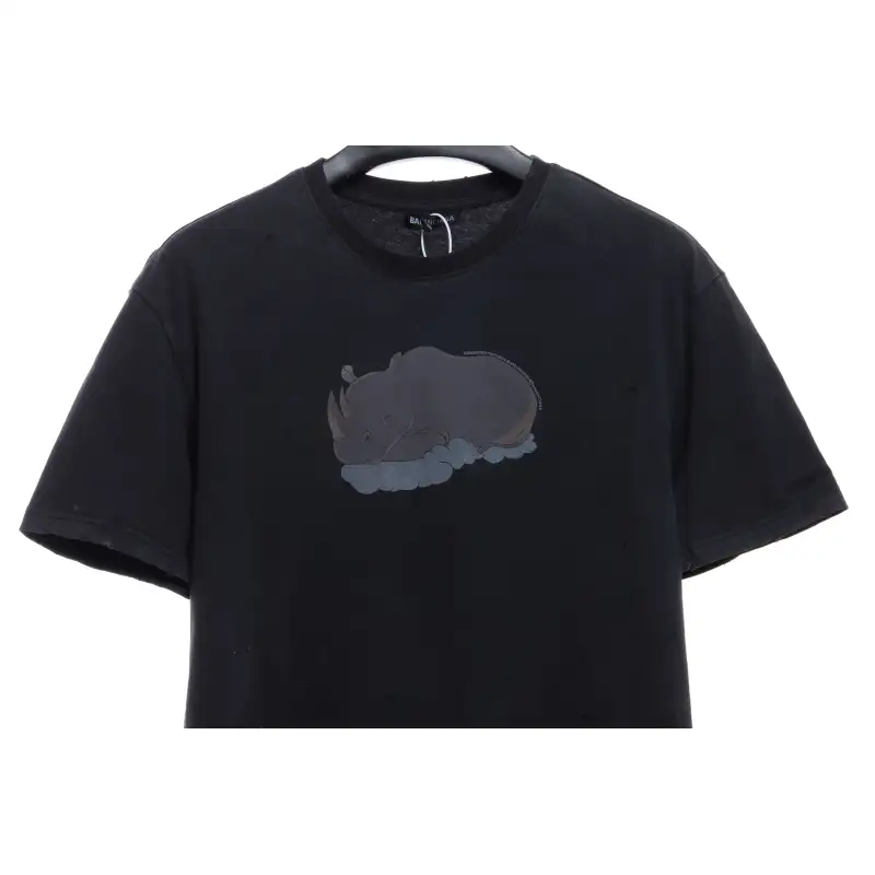 Balenciaga rhino print distressed short-sleeve