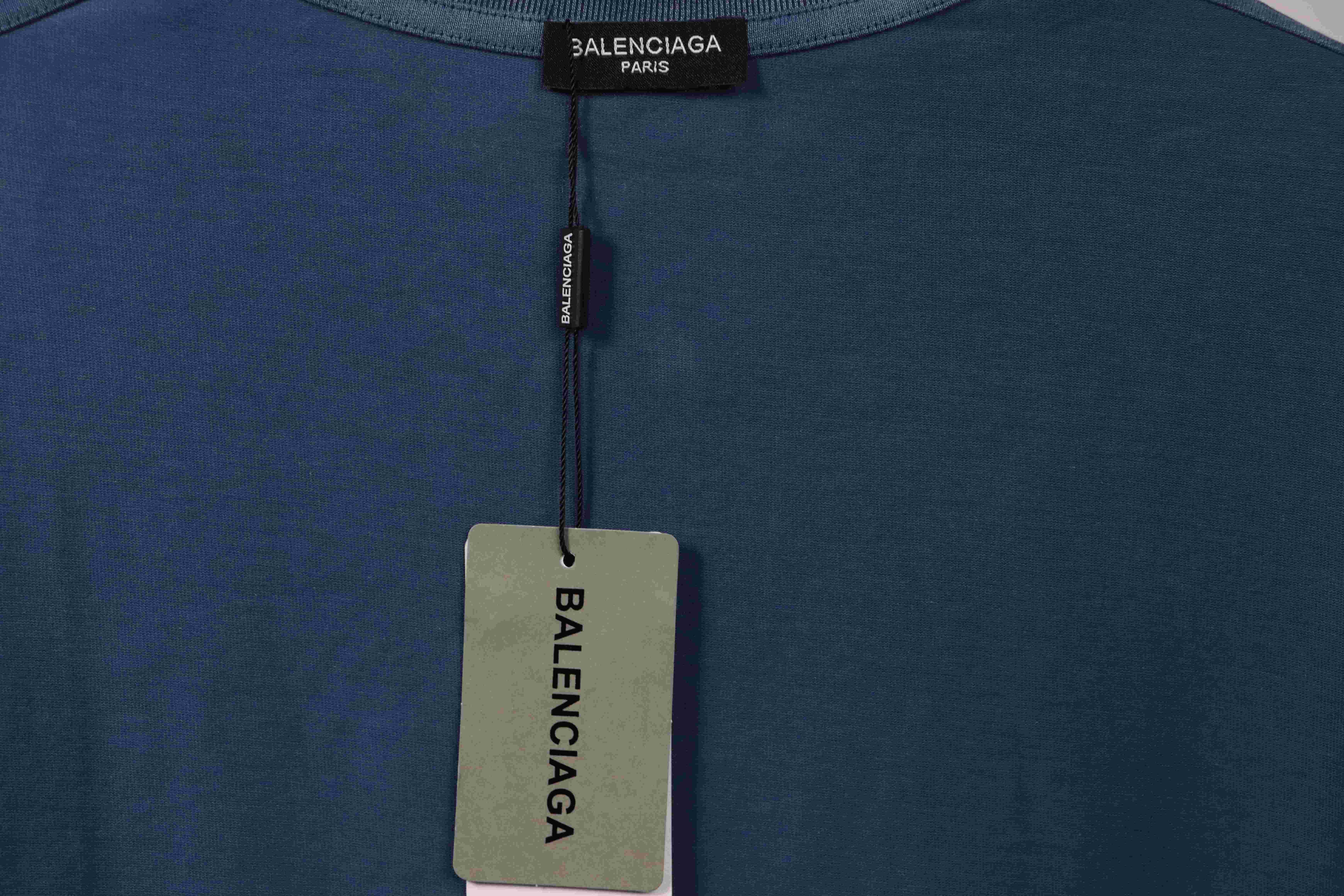 Balenciaga Rivet Puncture Washed Hole Short Sleeve Blue