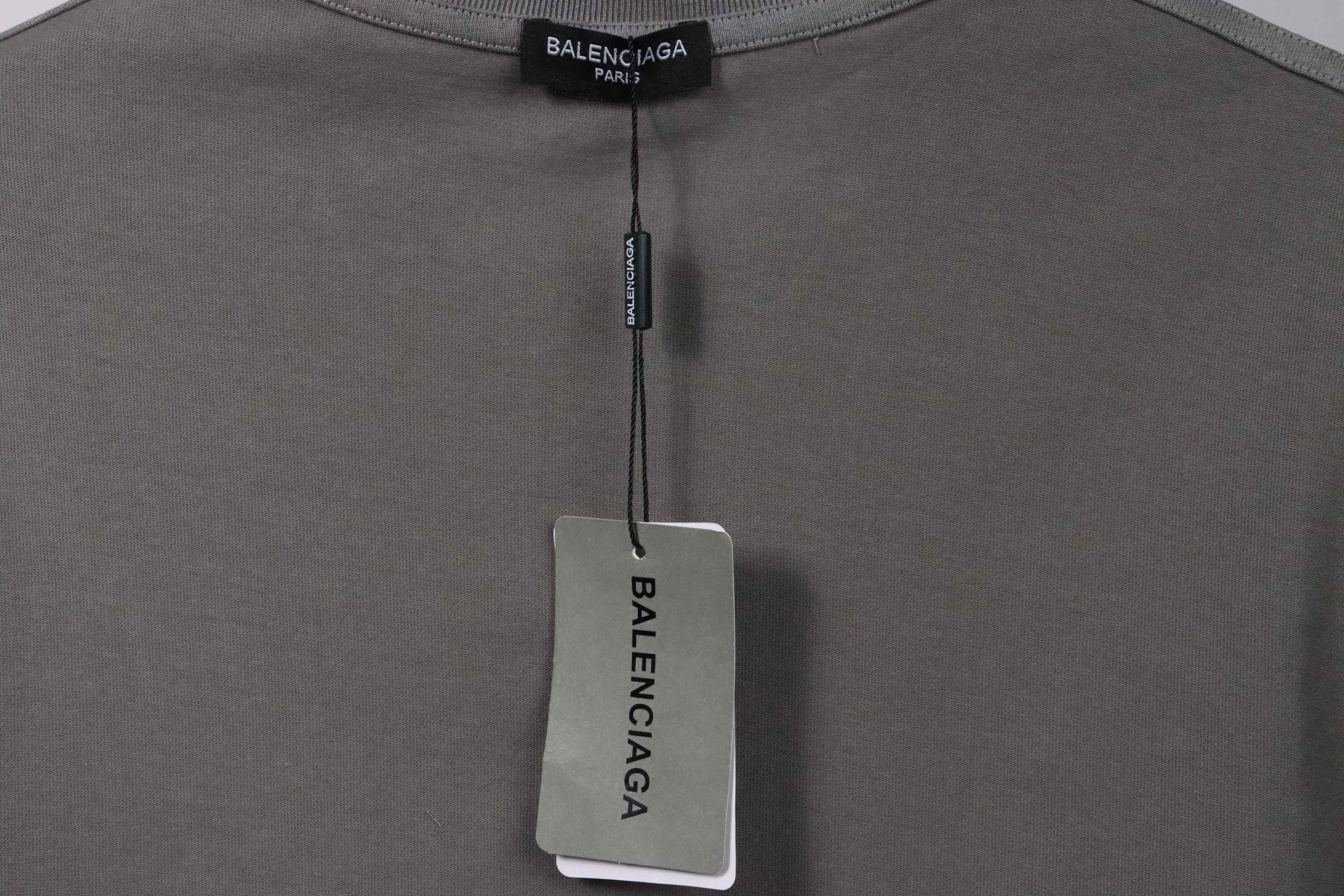 Balenciaga Rivet Puncture Washed Hole Short Sleeve Grey