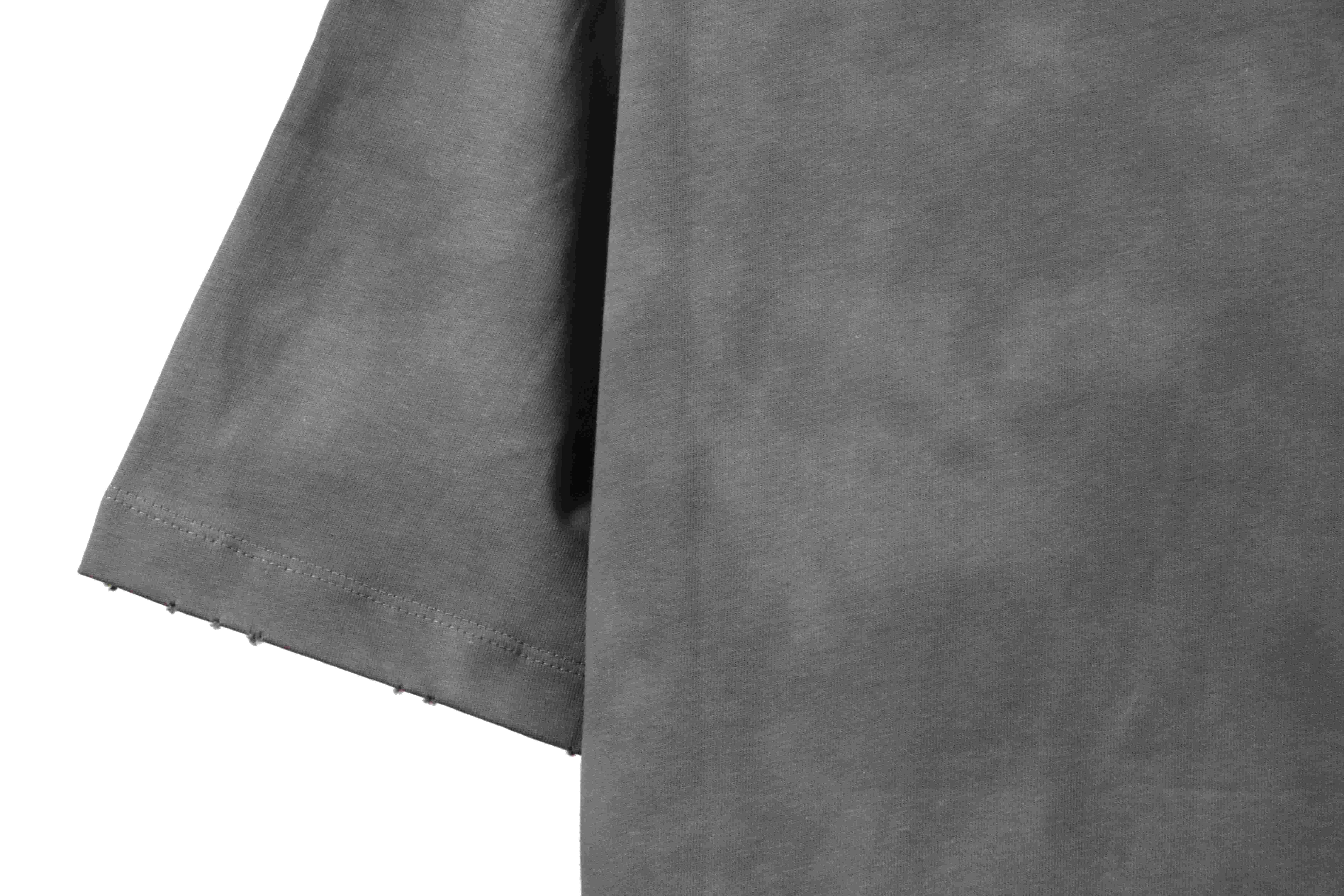 Balenciaga Rivet Puncture Washed Hole Short Sleeve Grey