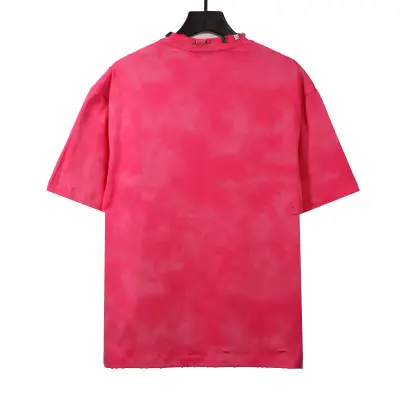Balenciaga Rivet Puncture Washed Hole Short Sleeve Pink 02