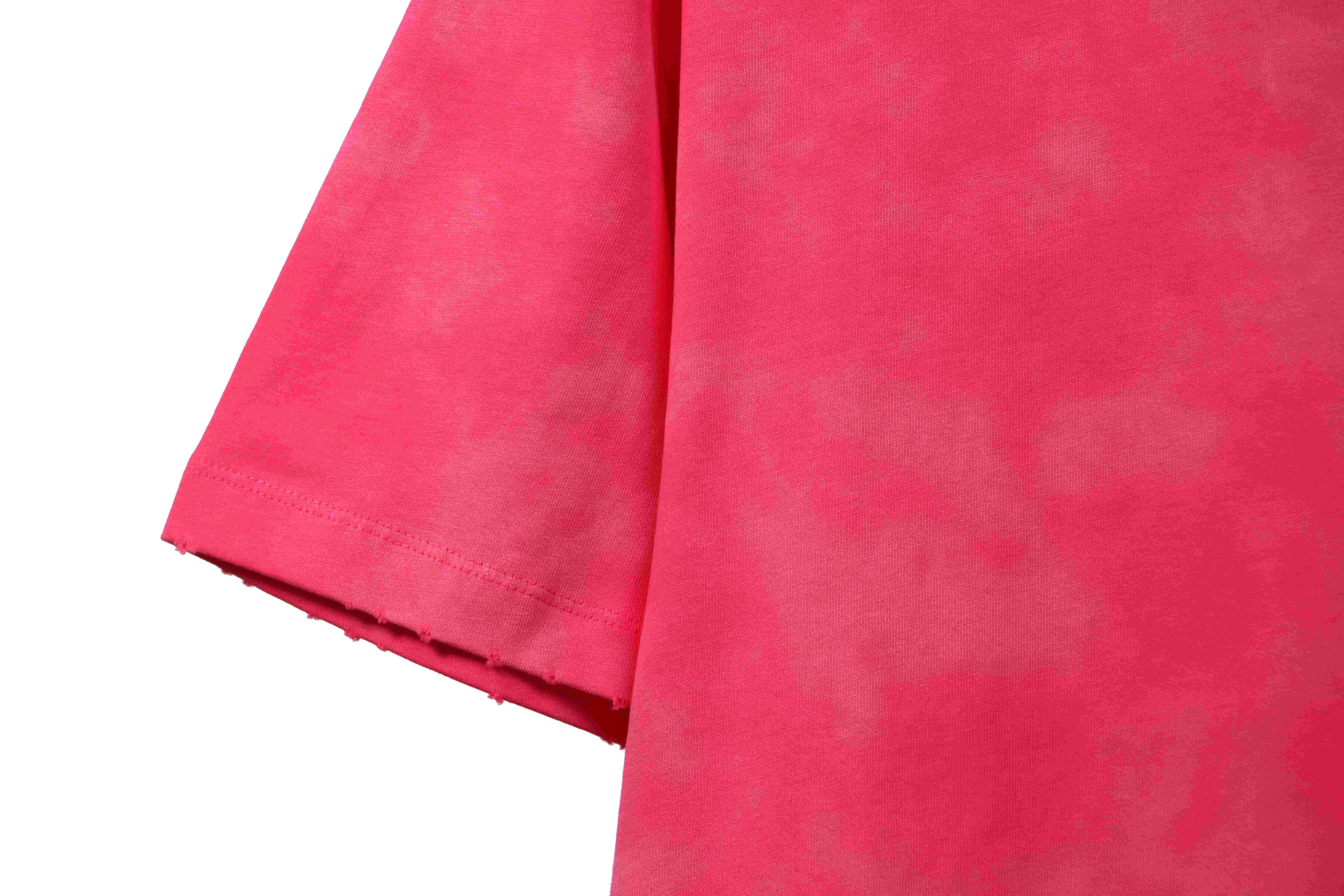 Balenciaga Rivet Puncture Washed Hole Short Sleeve Pink