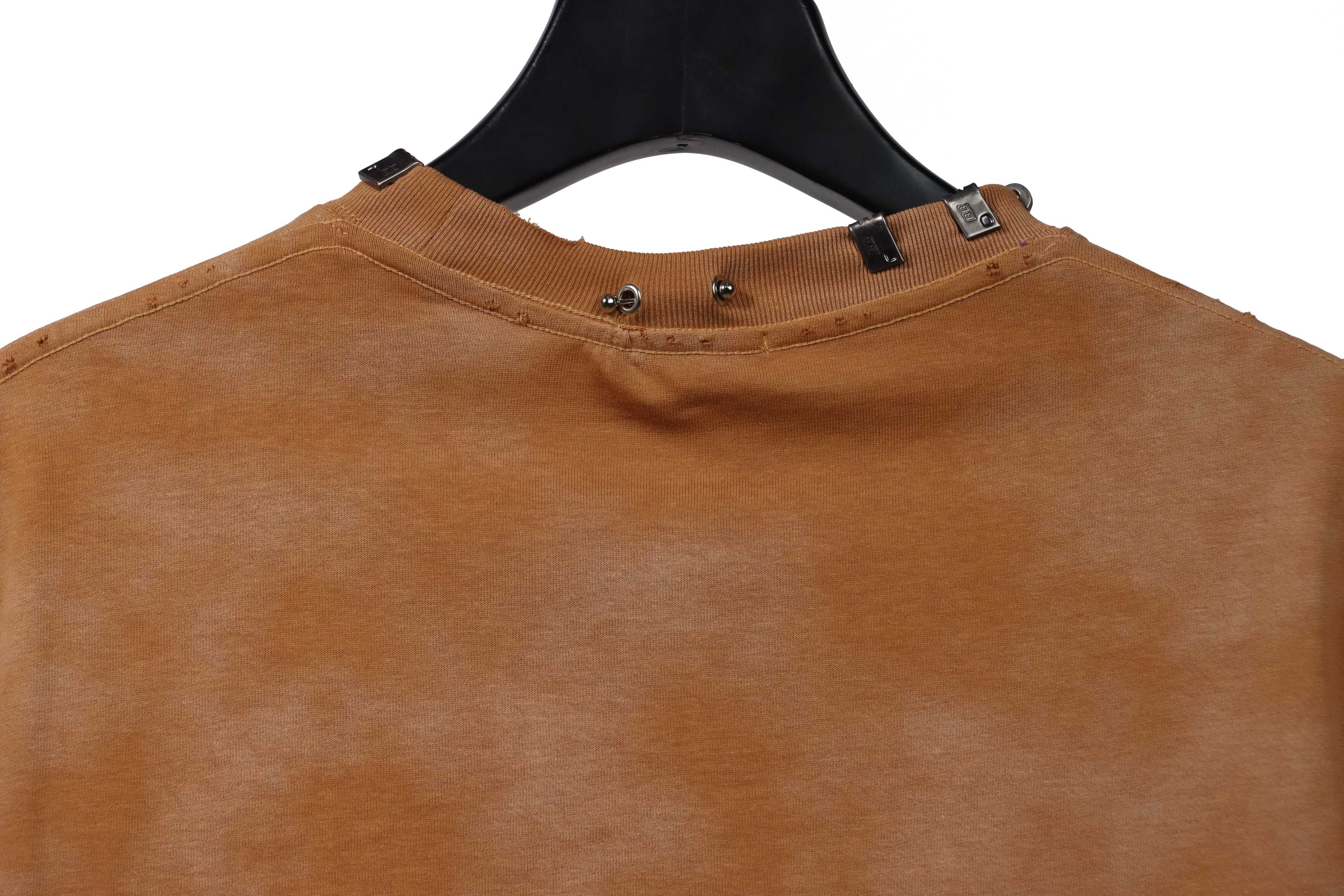 Balenciaga Rivet Puncture Washed Hole Short Sleeve Yellow