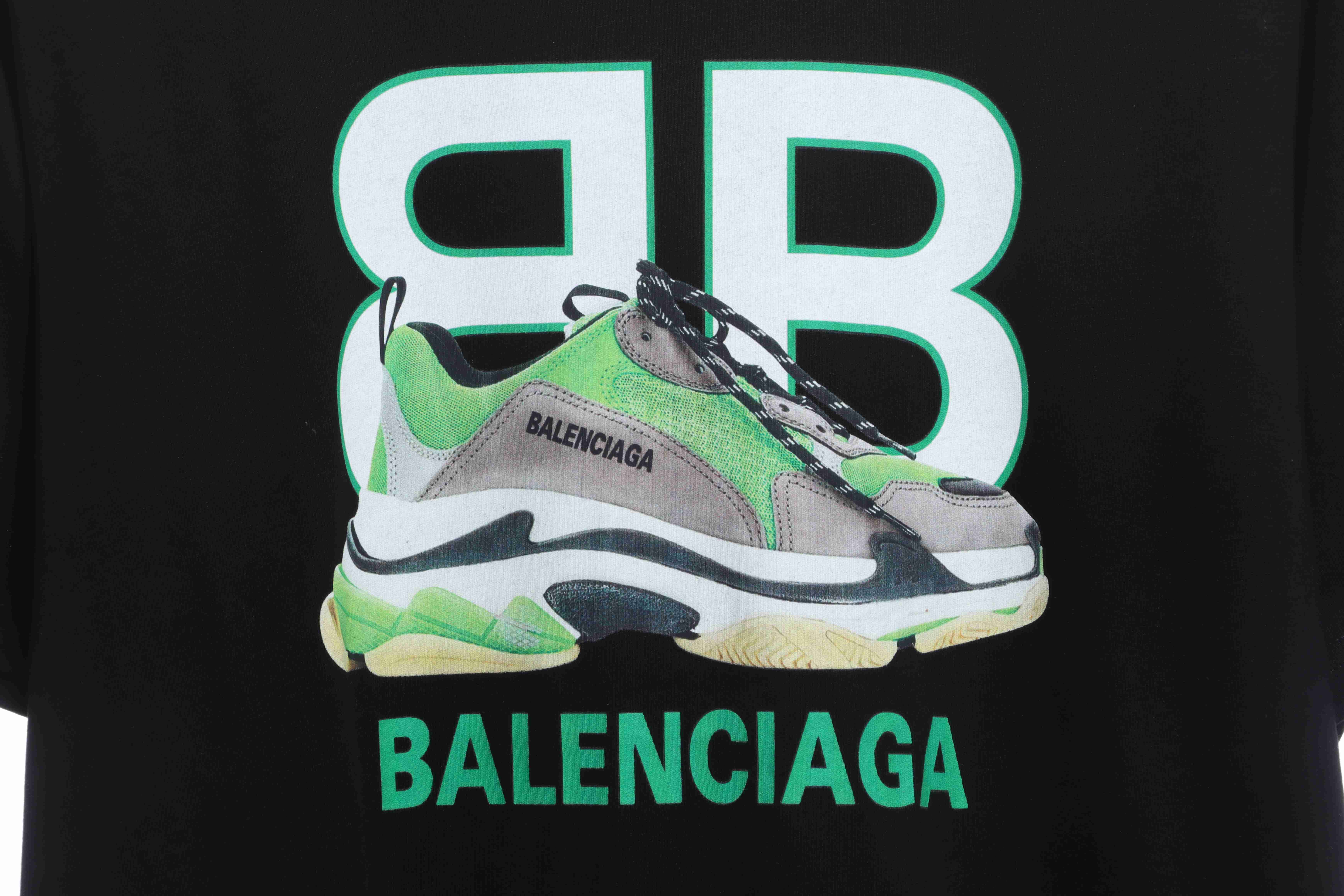 Balenciaga Shoes Lettering Short Sleeve Black