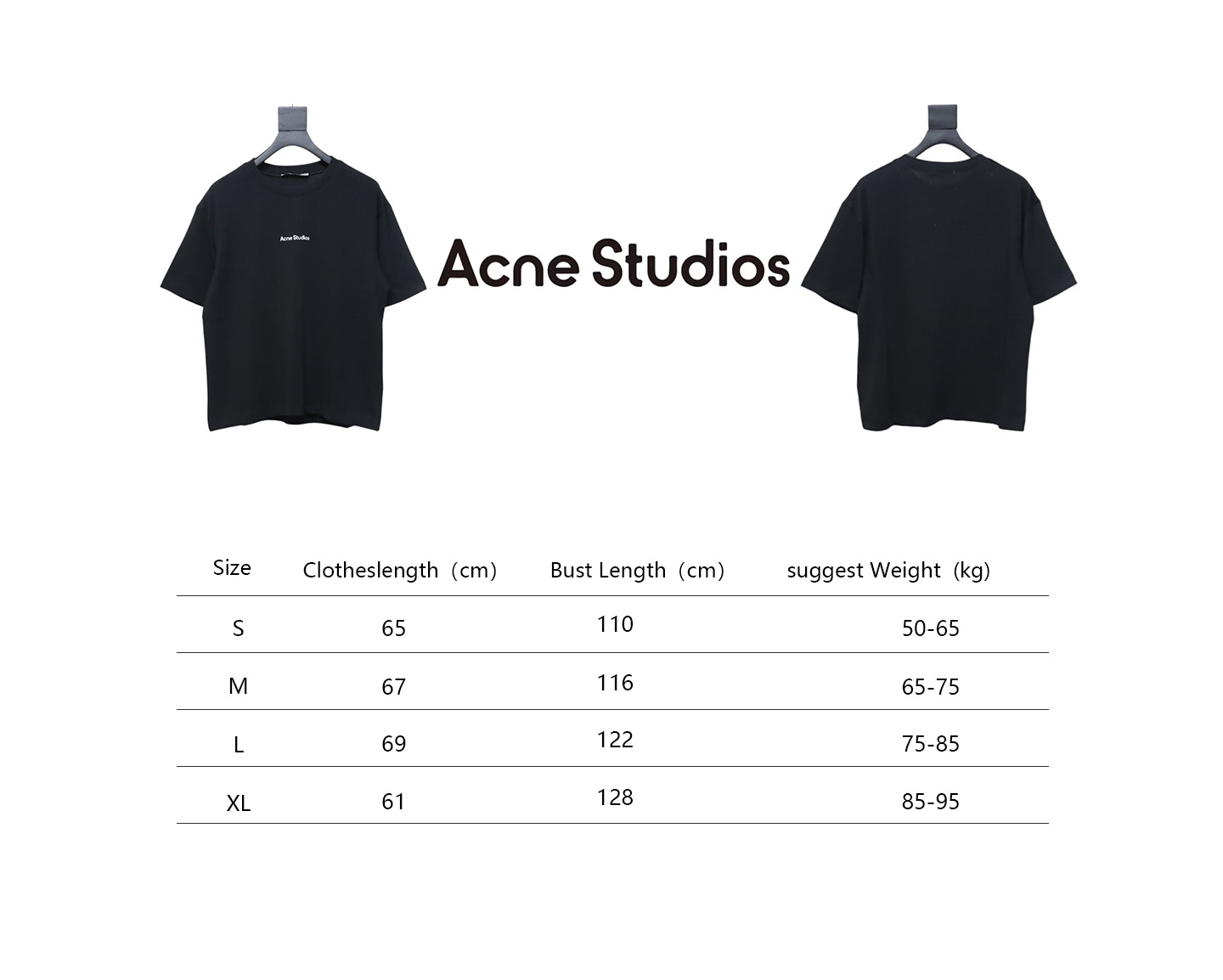 Acne Studios 24ss Small Letter Printed Short Sleeve Black