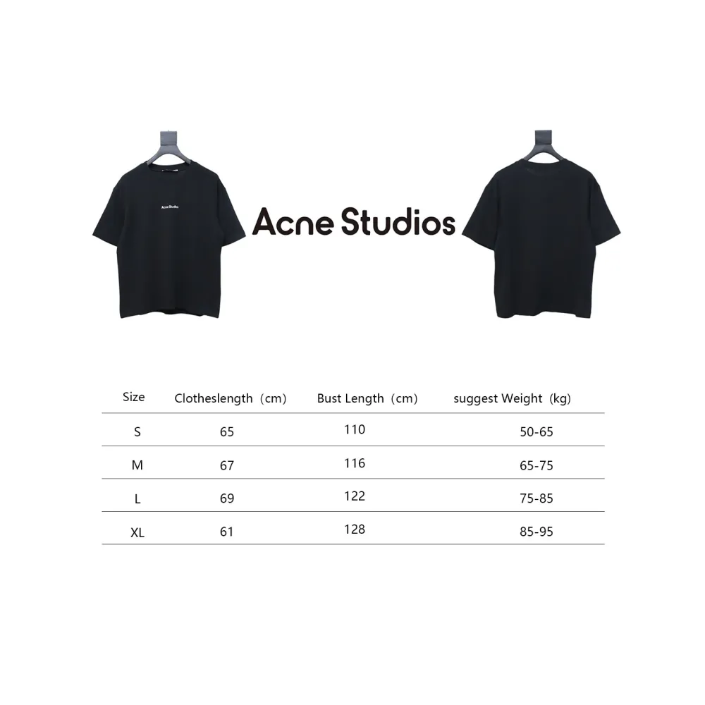Acne Studios 24ss Small Letter Printed Short Sleeve Black